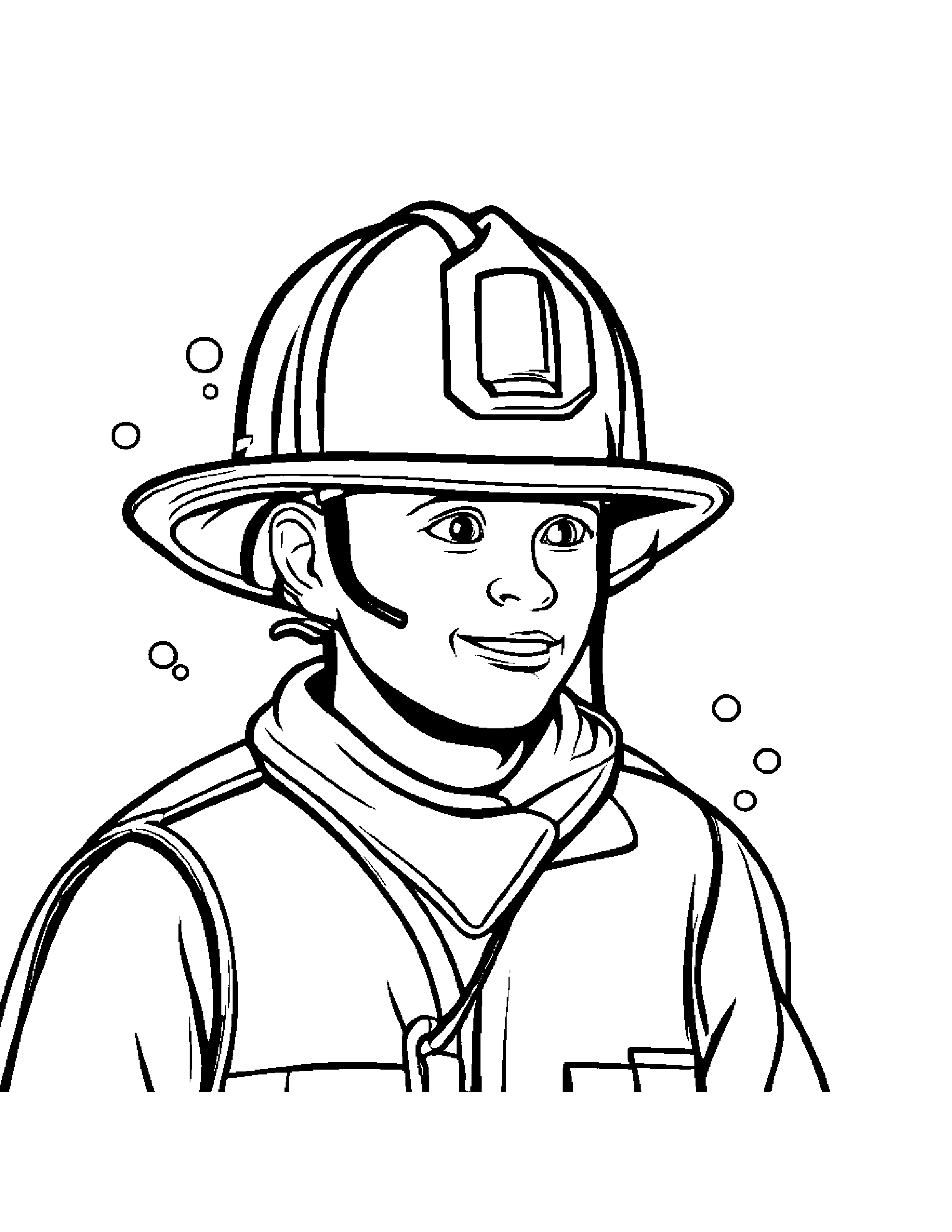 Firefighter Helmet Blowing Bubbles #2 Coloring Page (Free Printable PDF)