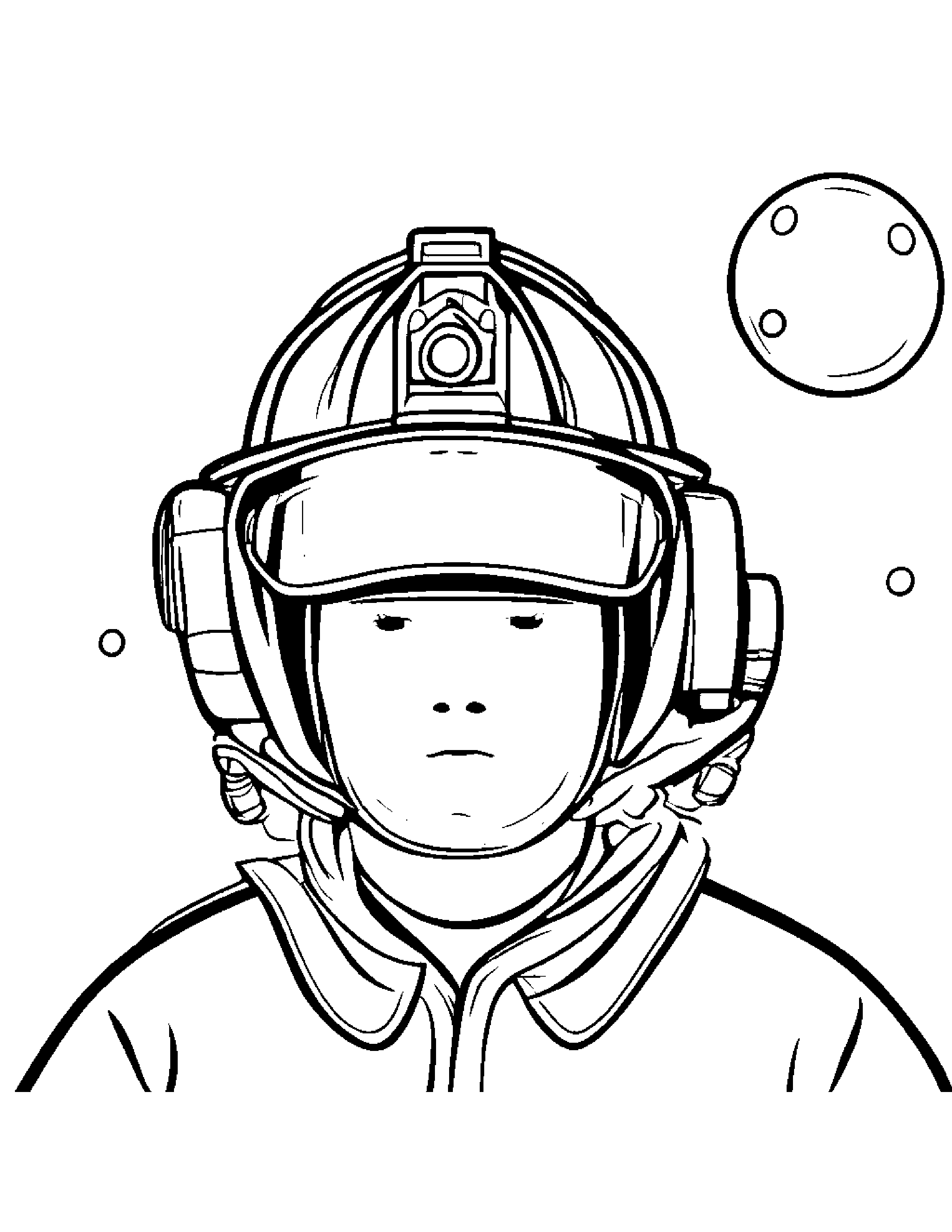 Firefighter Helmet Blowing Bubbles Coloring Page (Free Printable PDF)