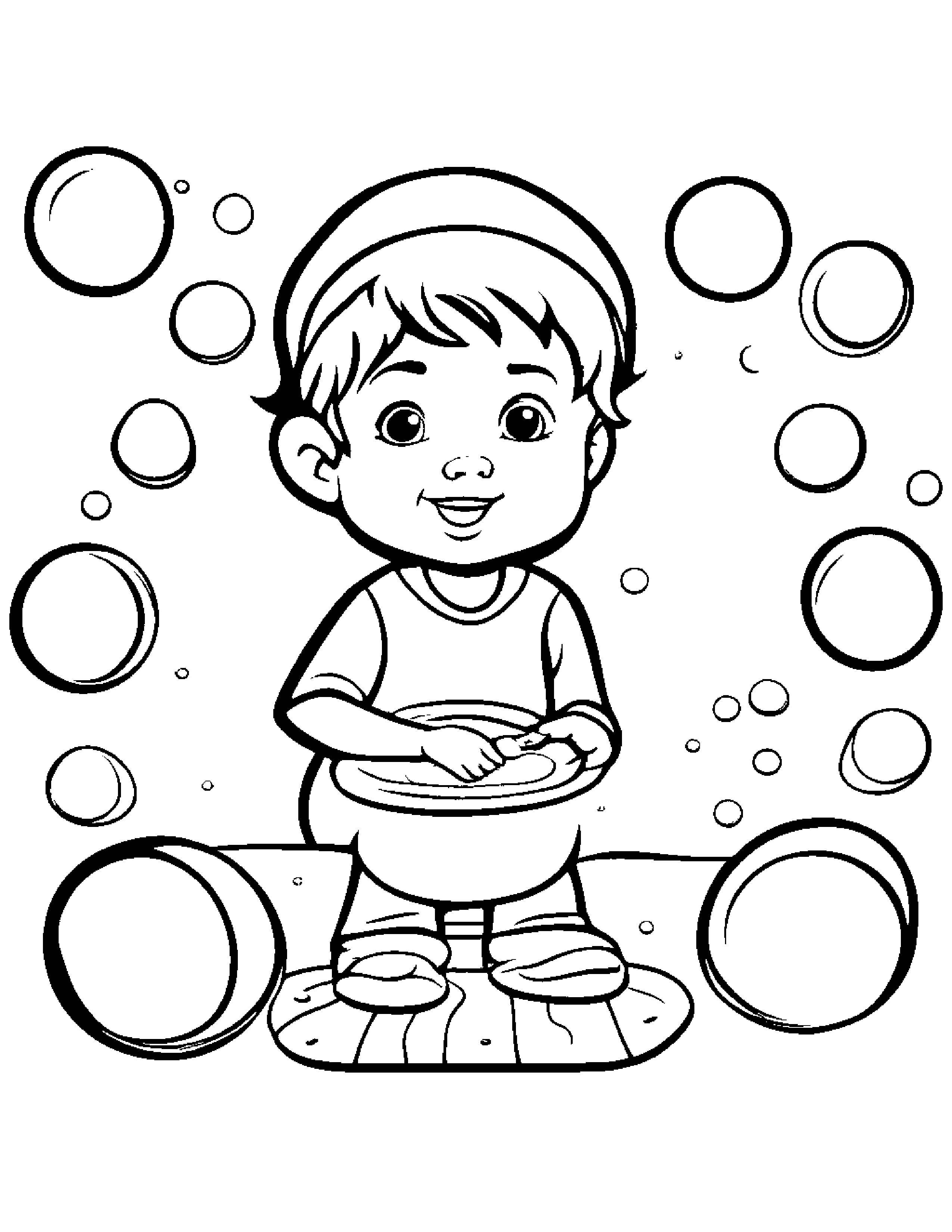 Painter Palette Blowing Bubbles #2 Coloring Page (Free Printable PDF)