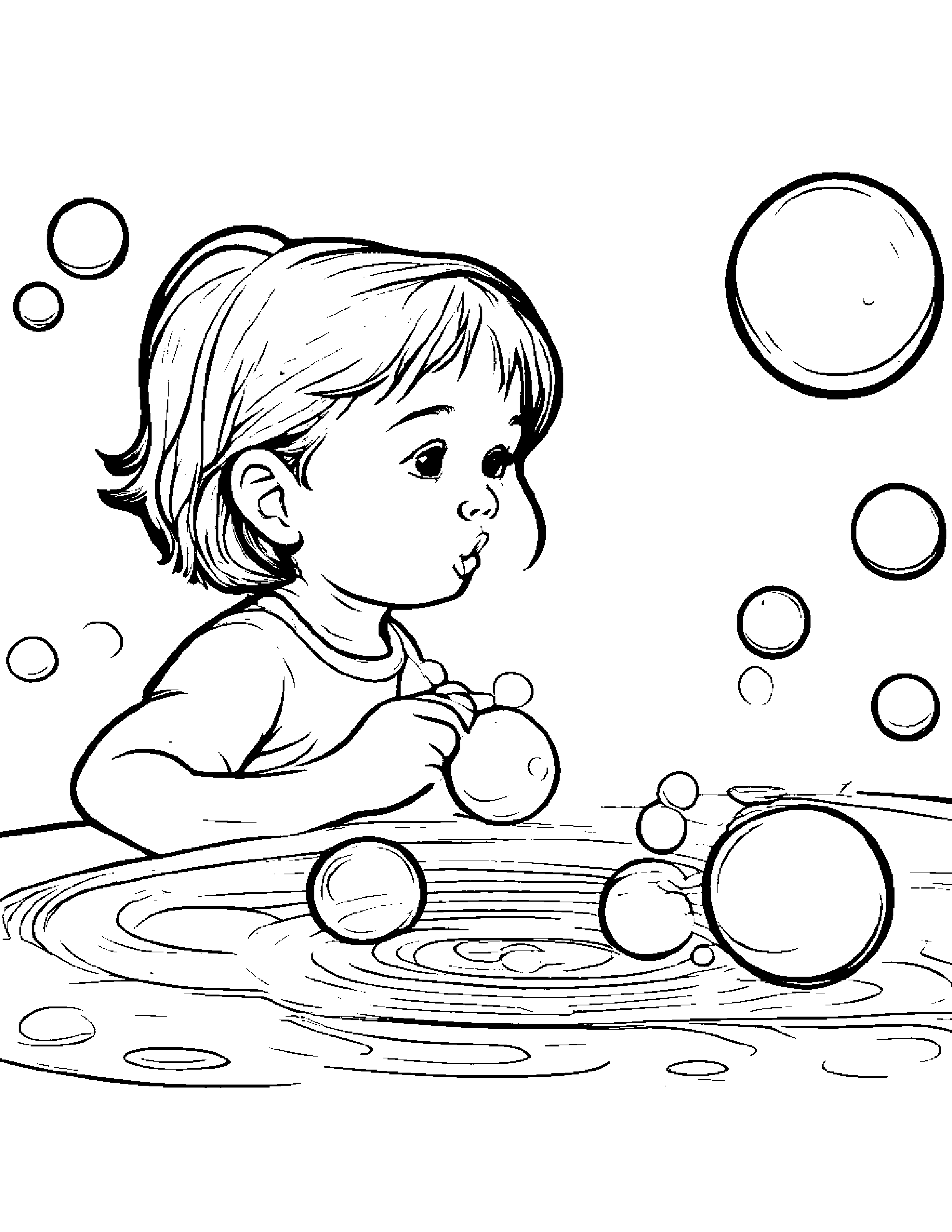 Painter Palette Blowing Bubbles Coloring Page (Free Printable PDF)