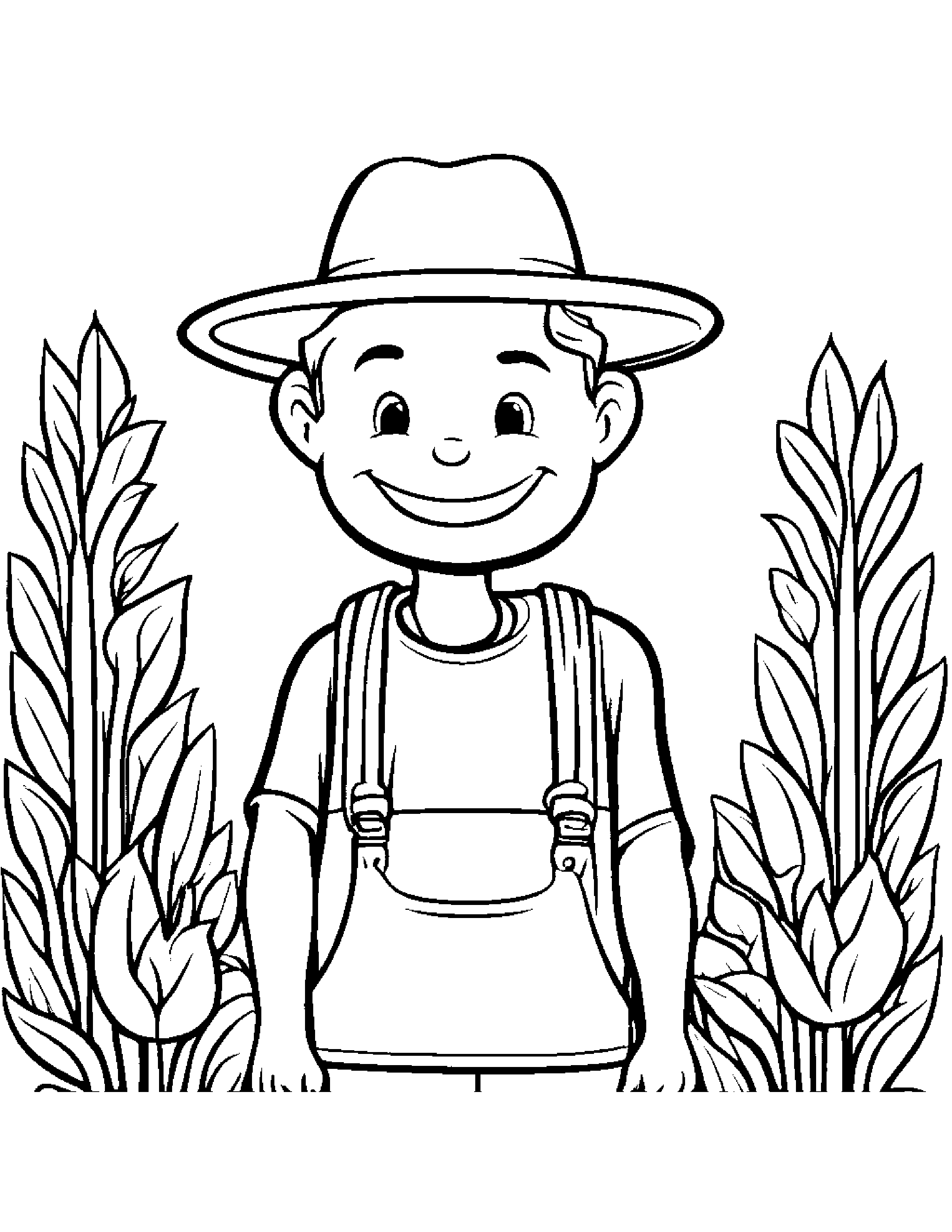 Smiling Gardener Hat #2 Coloring Page (Free Printable PDF)
