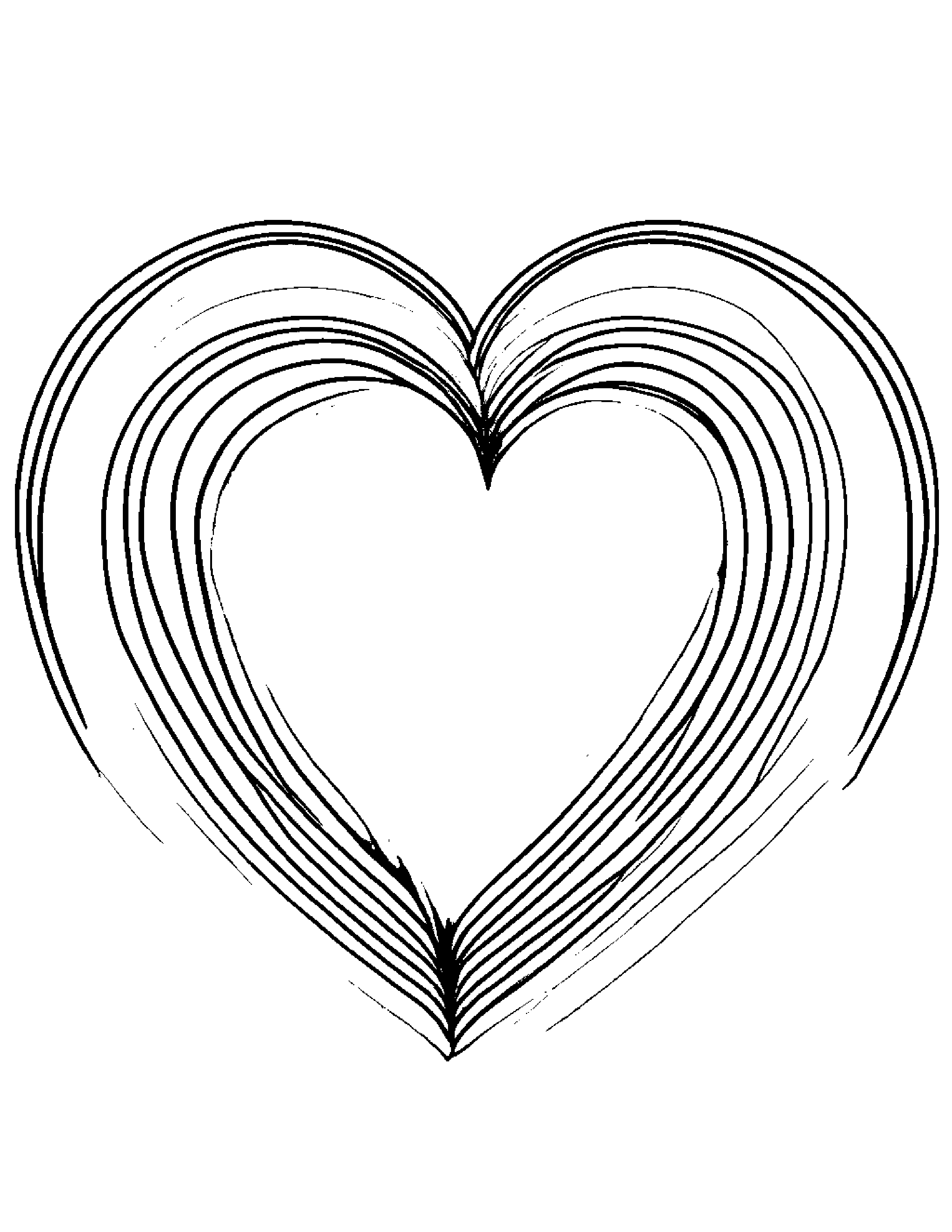 Gentle Rainbow Hugging A Heart Coloring Page (Free Printable PDF)