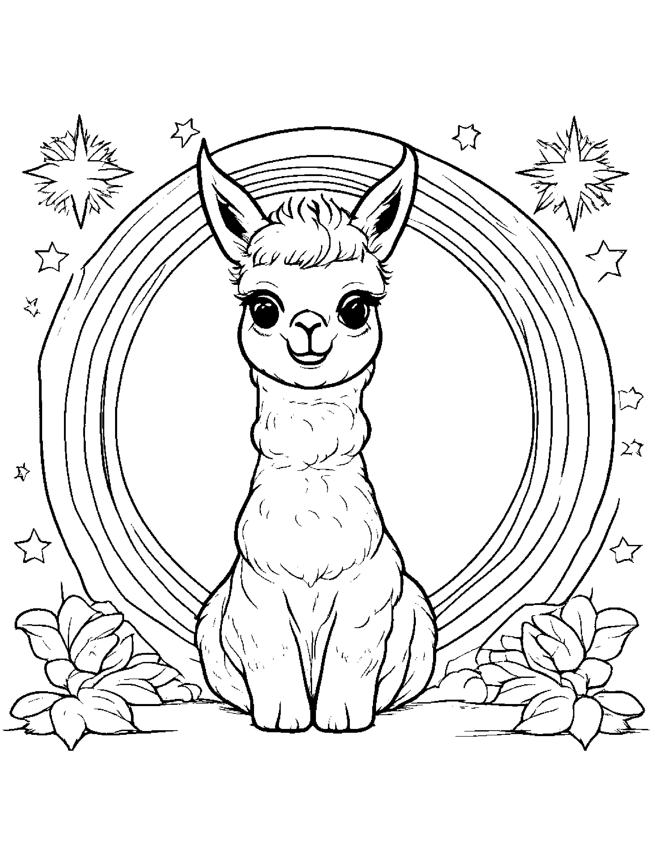 Alpaca With A Star Coloring Page (Free Printable PDF)
