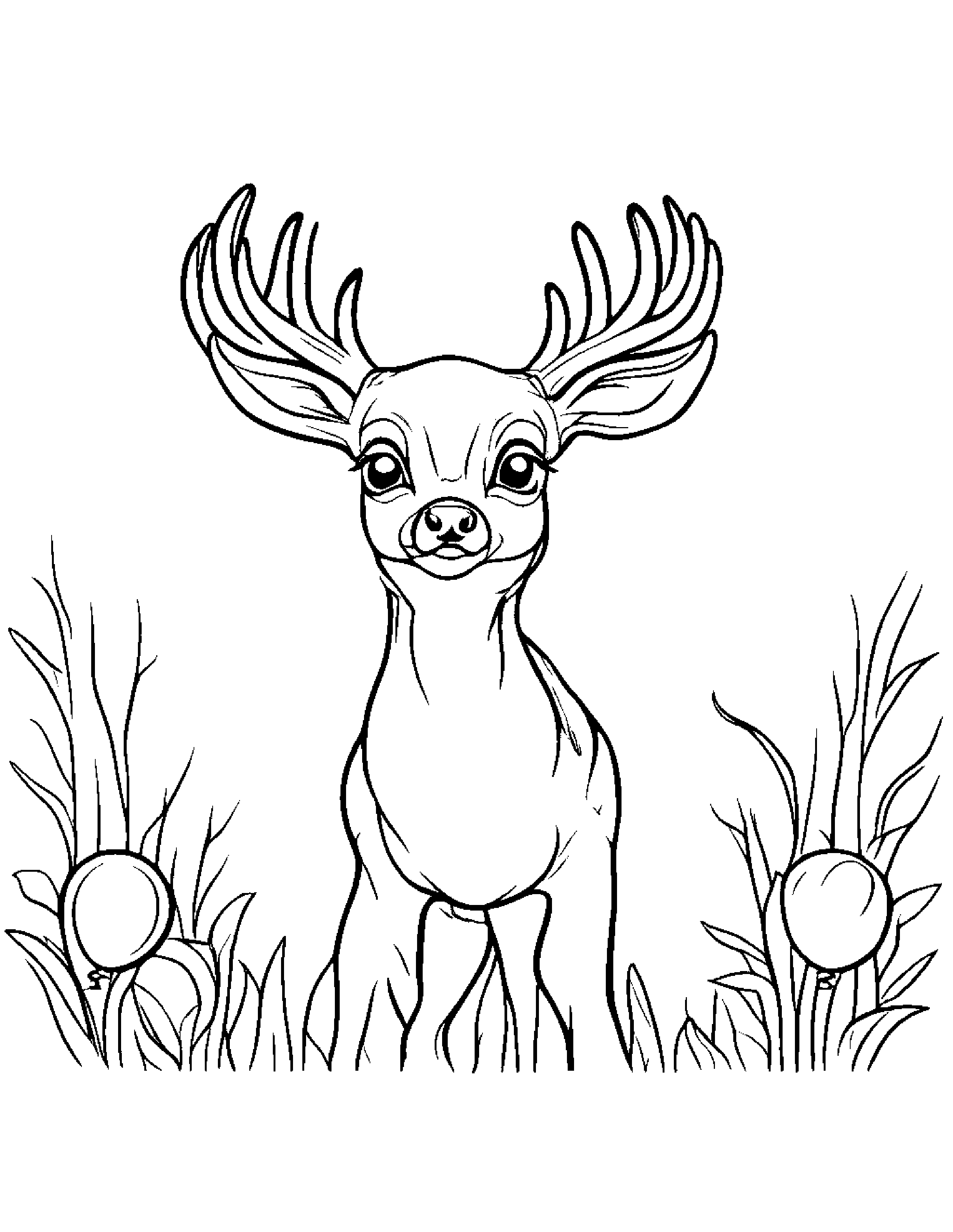 Deer Fawn With Balloon #2 Coloring Page (Free Printable PDF)
