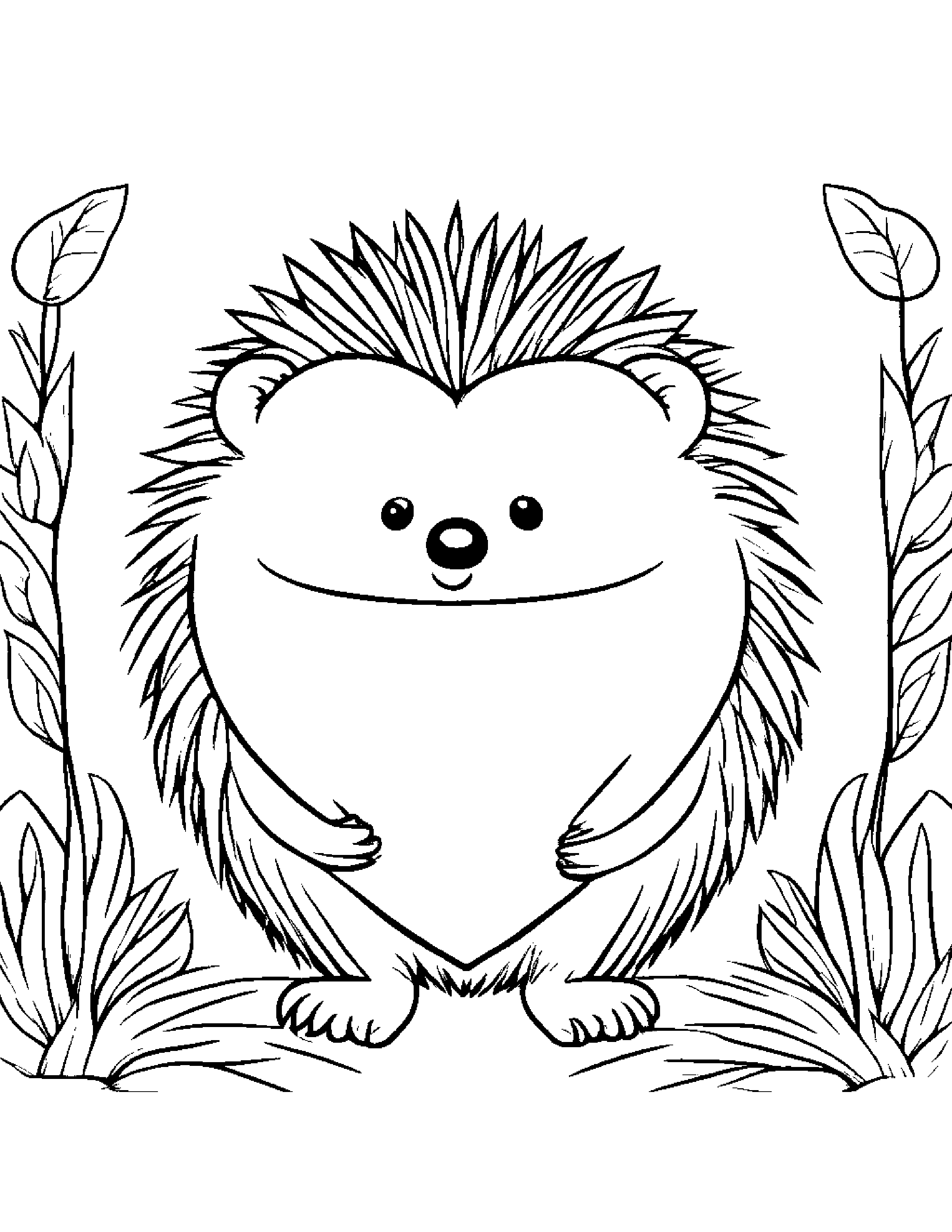 Happy Hedgehog Hugging A Heart Coloring Page (Free Printable PDF)