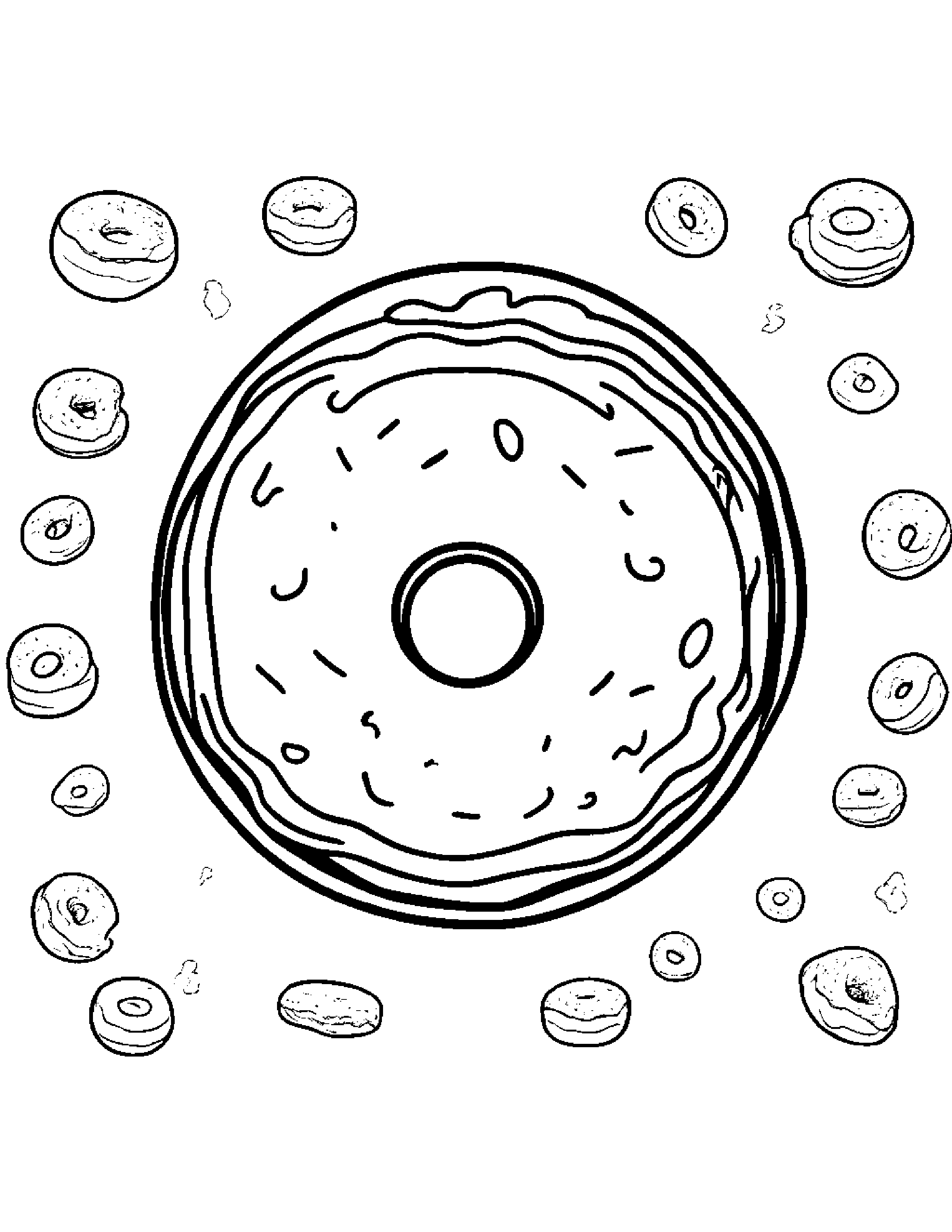 Happy Donut Coloring Page (Free Printable PDF)