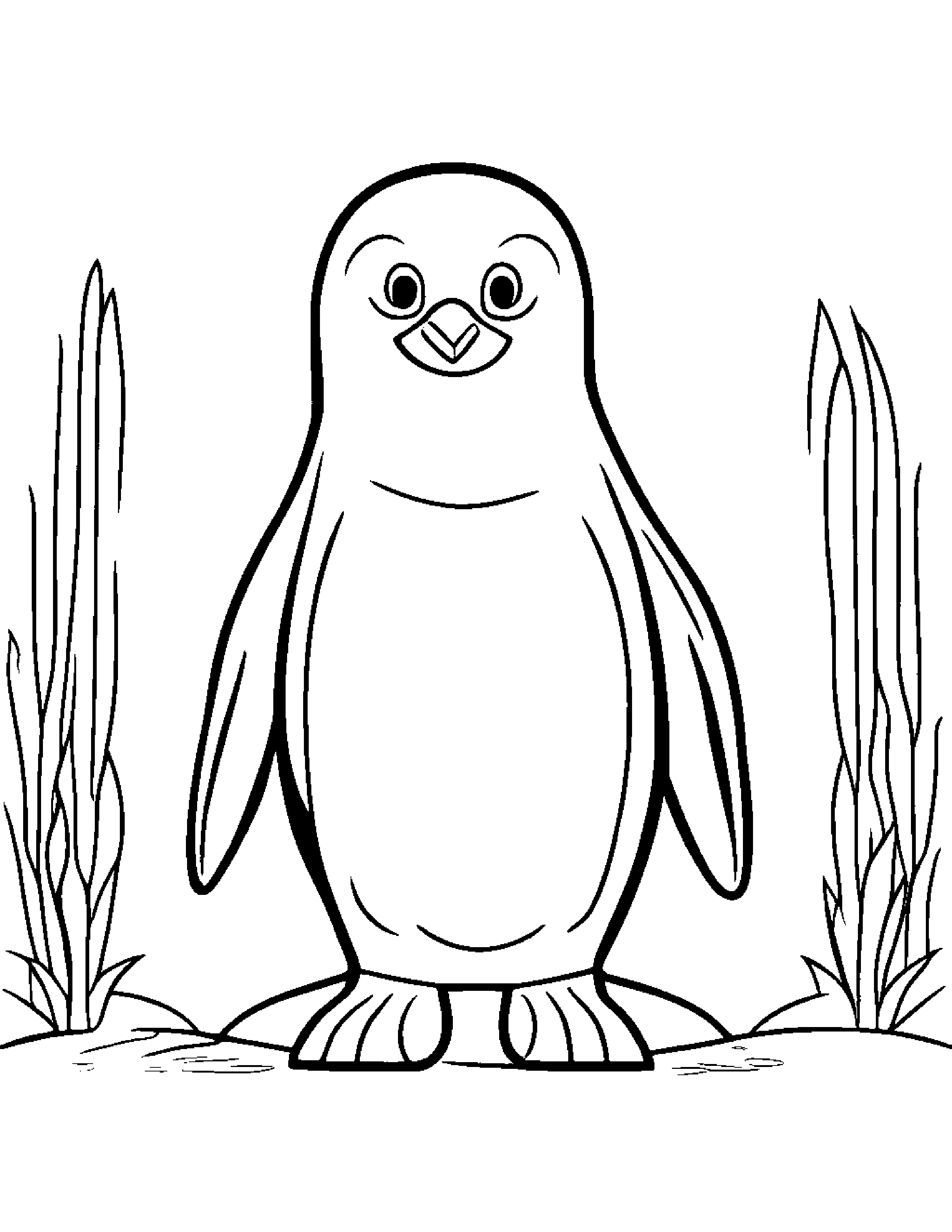 Happy Penguin #2 Coloring Page (Free Printable PDF)