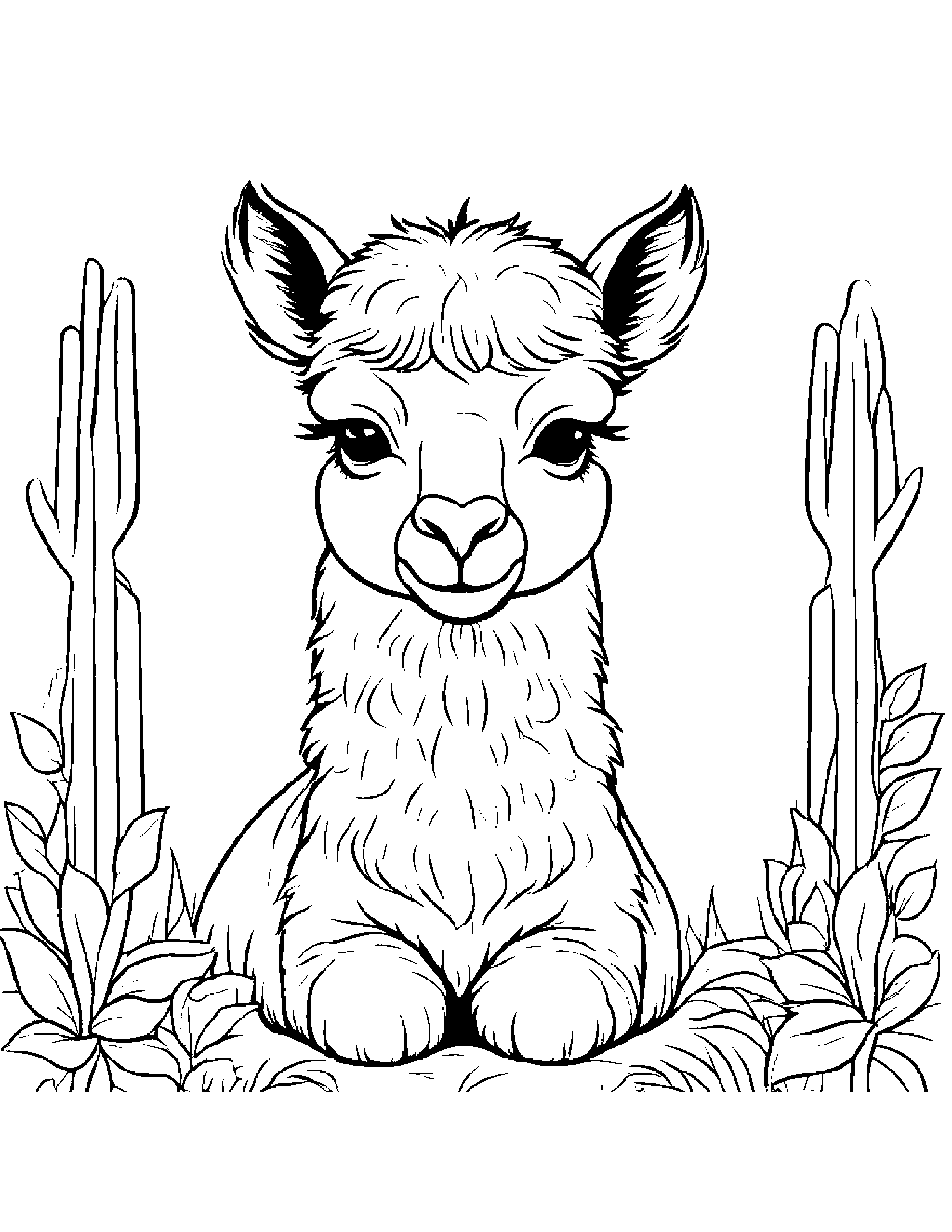 Sleepy Alpaca #2 Coloring Page (Free Printable PDF)