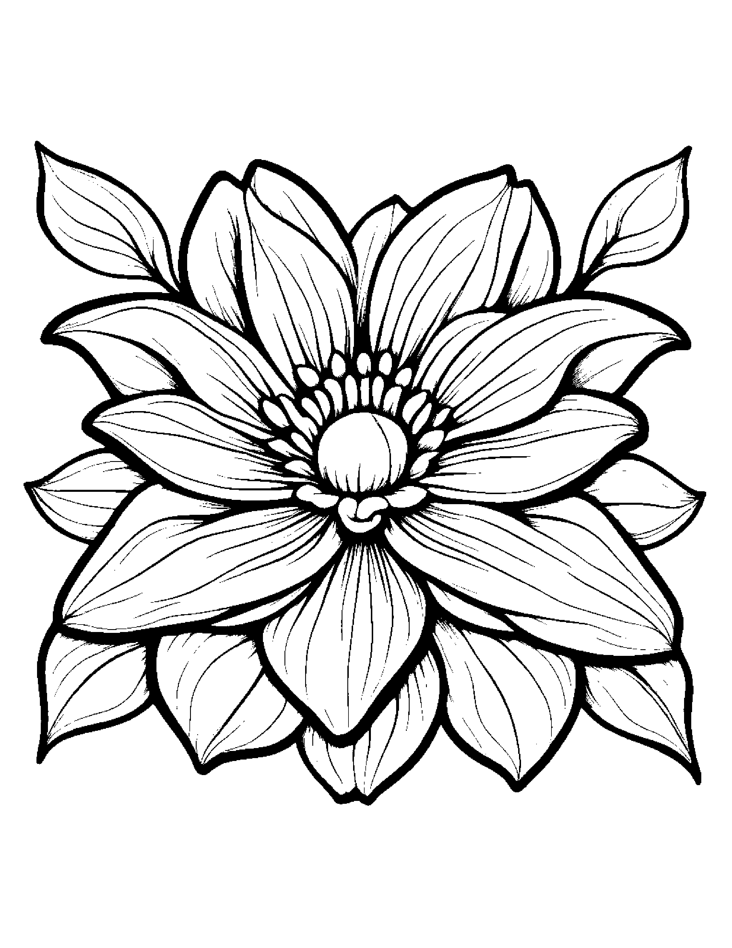 Gentle Flower #2 Coloring Page (Free Printable PDF)