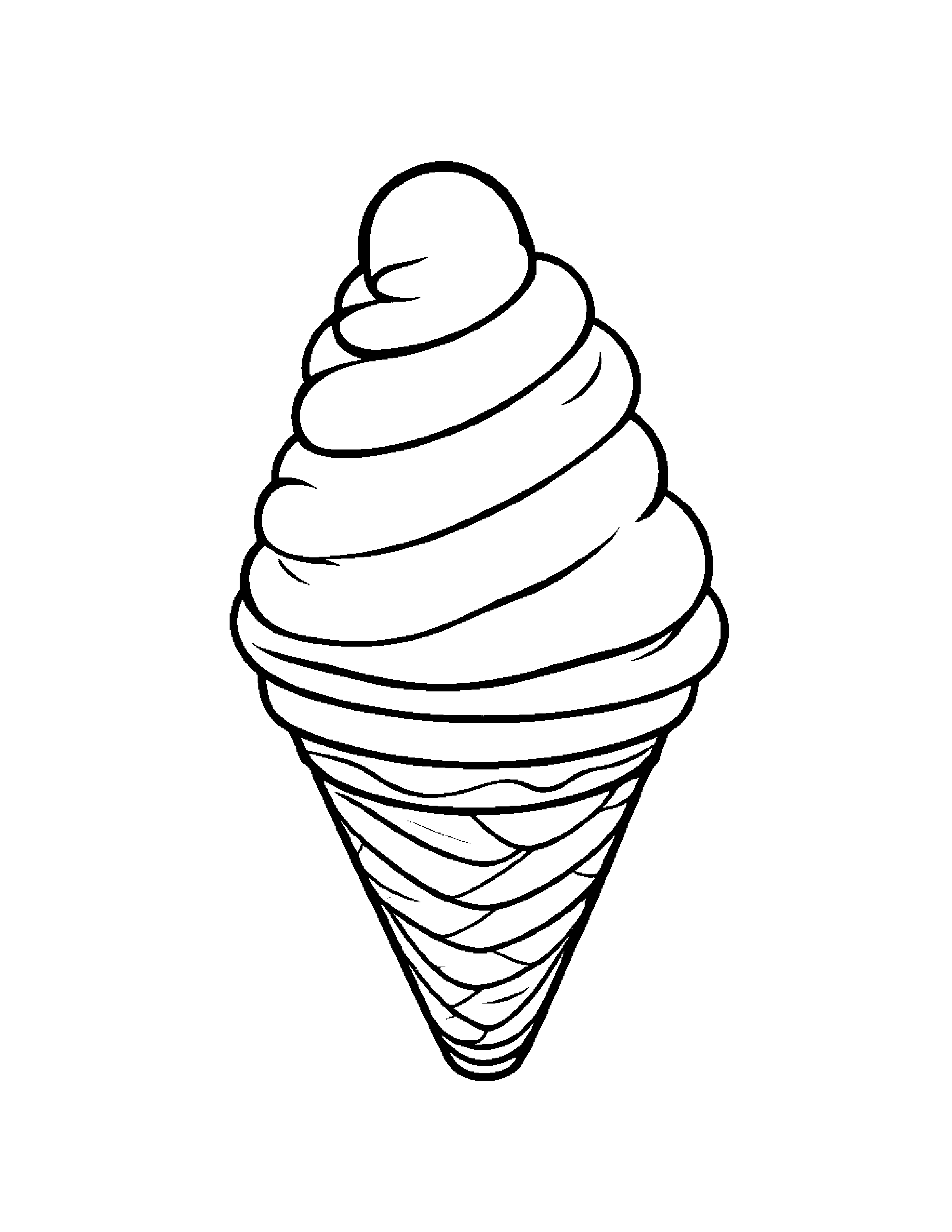 Gentle Ice Cream Cone Wearing A Hat #2 Coloring Page (Free Printable PDF)