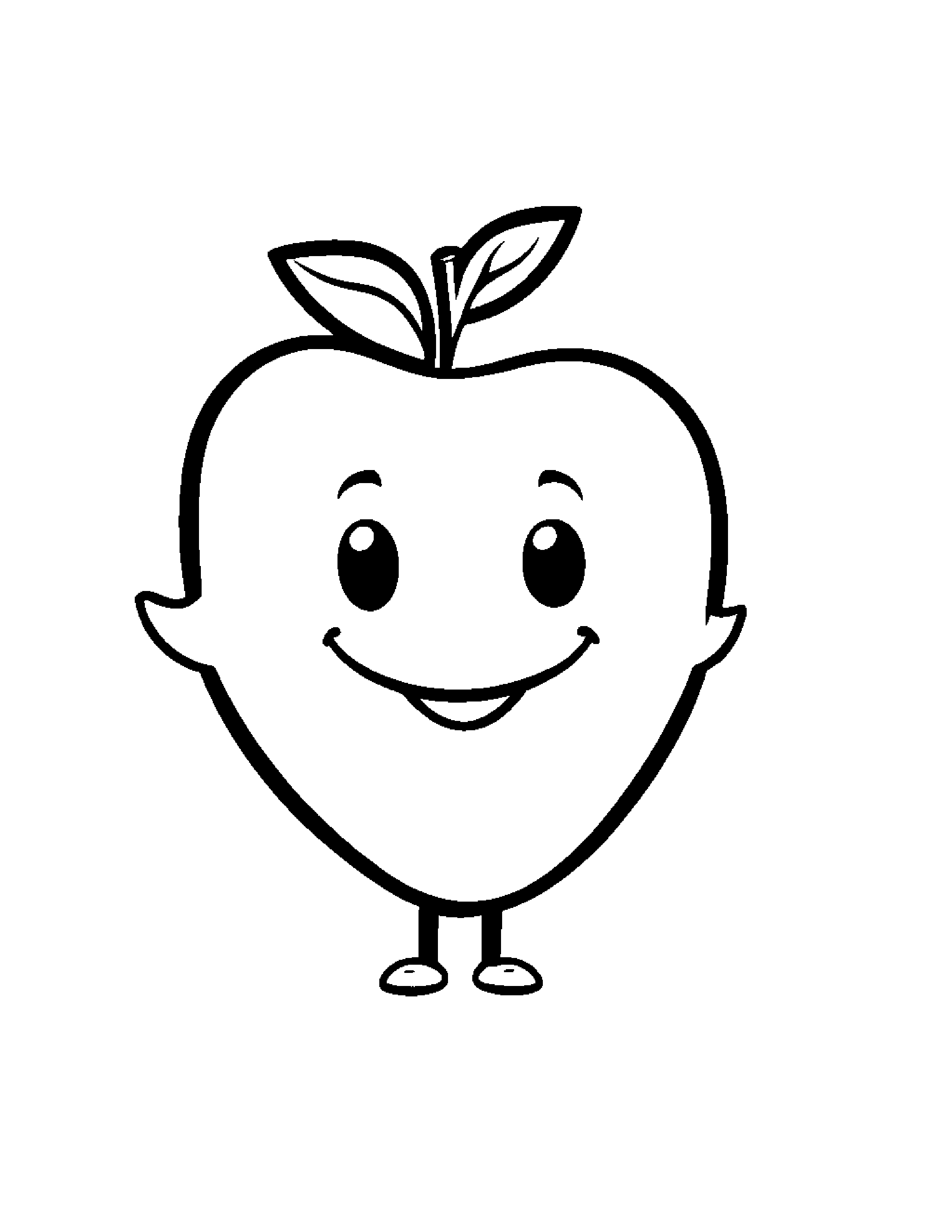 Happy Apple With Balloon #2 Coloring Page (Free Printable PDF)