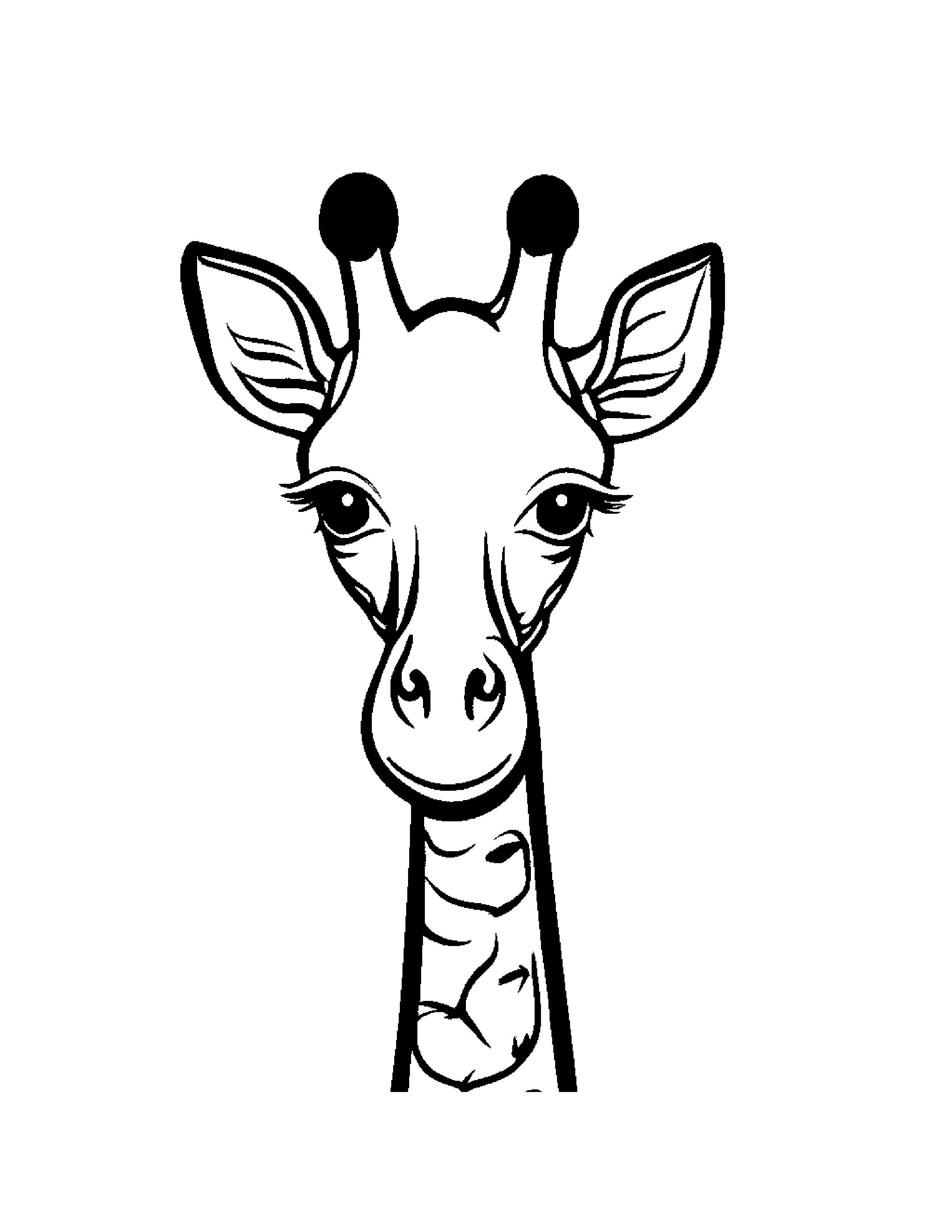 Smiling Giraffe With A Star #2 Coloring Page (Free Printable PDF)