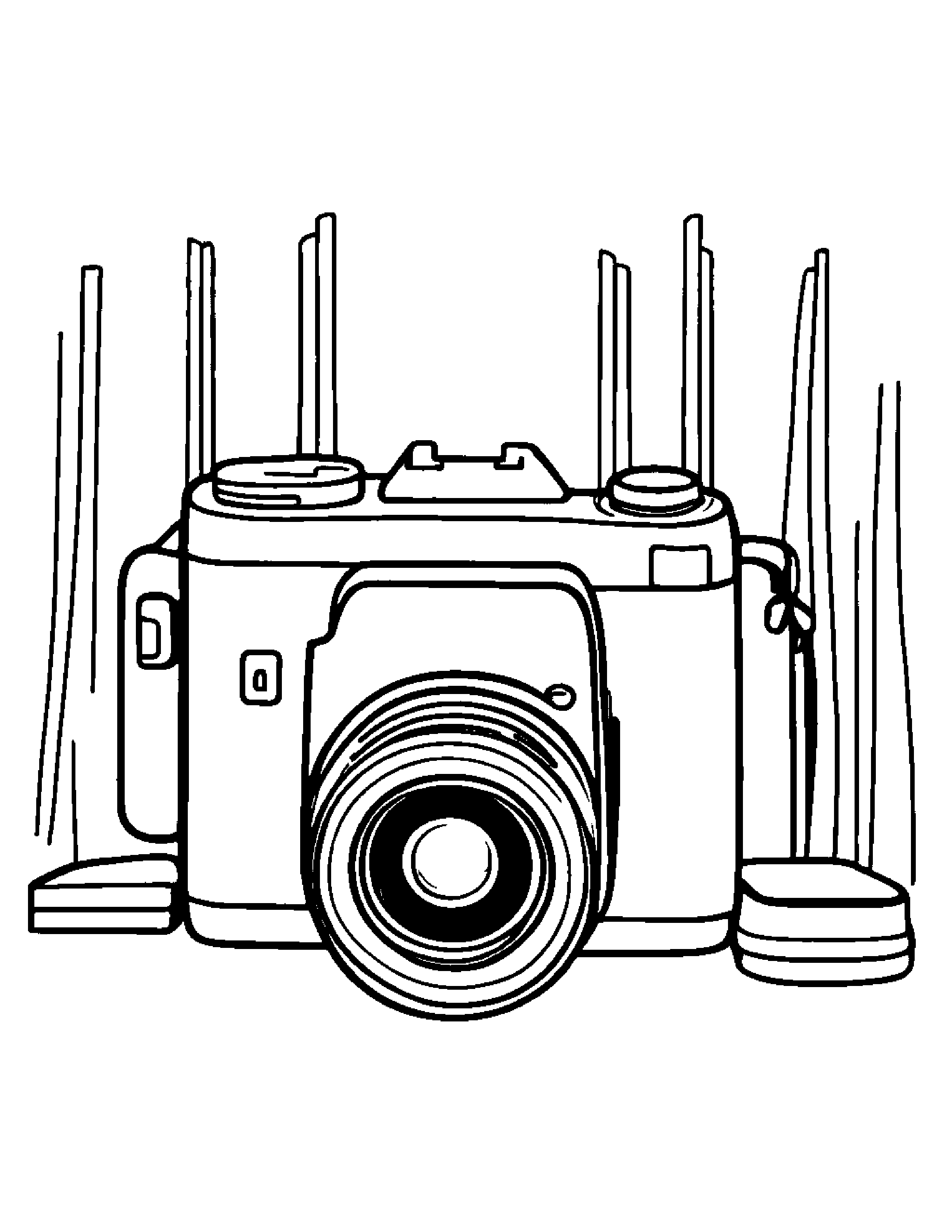 Kawaii Camera With Strap Reading A Book #2 Coloring Page (Free Printable PDF)