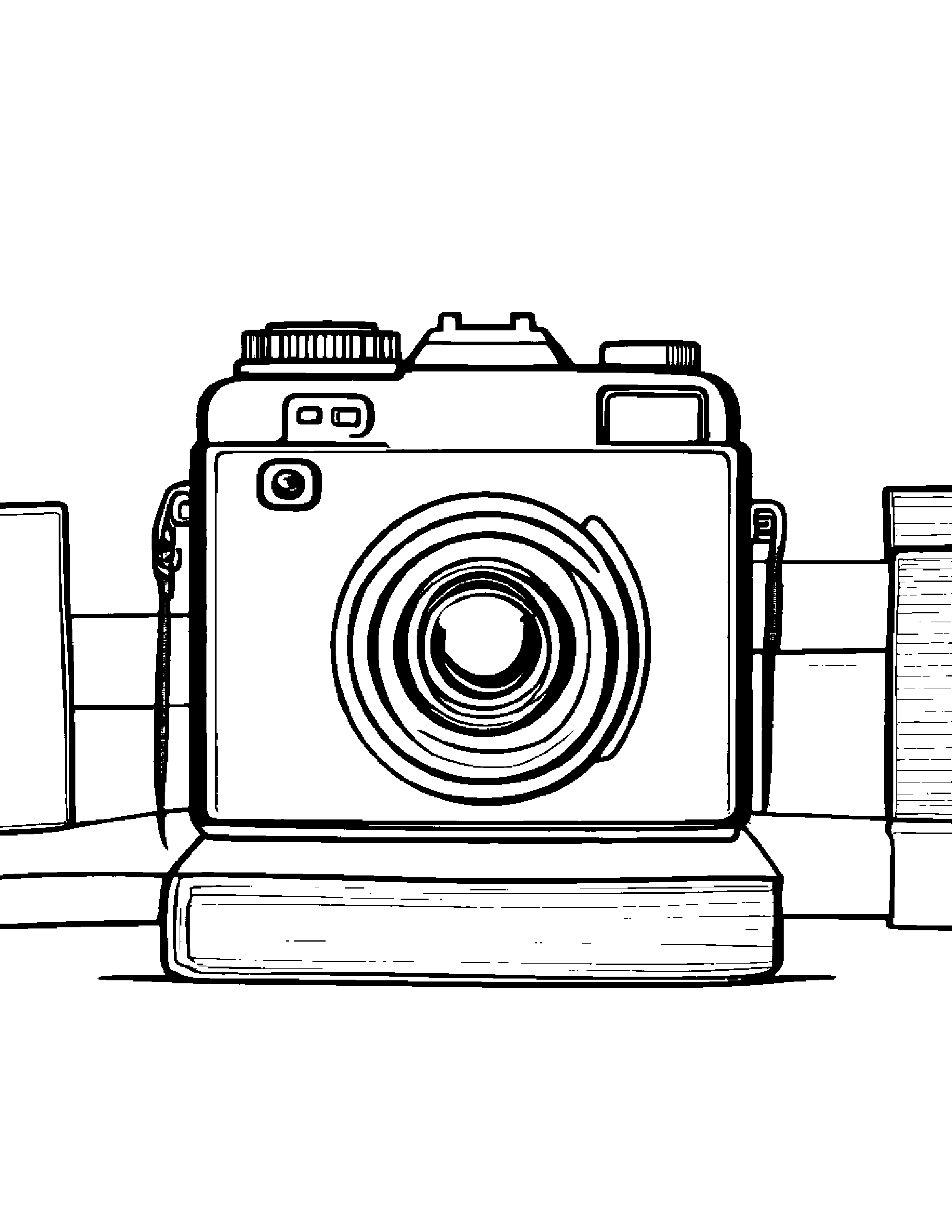 Kawaii Camera With Strap Reading A Book Coloring Page (Free Printable PDF)