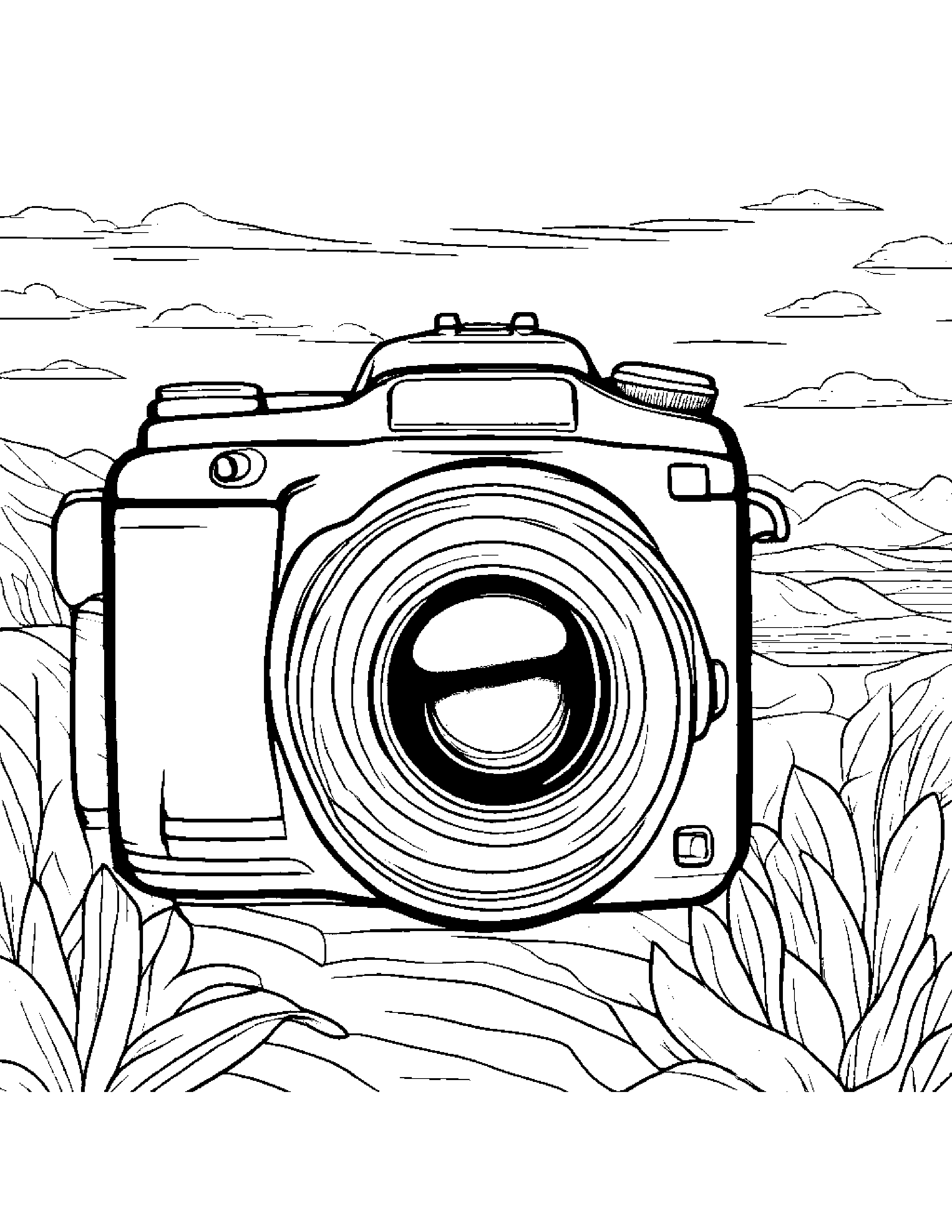Sleepy Camera With Strap Coloring Page (Free Printable PDF)