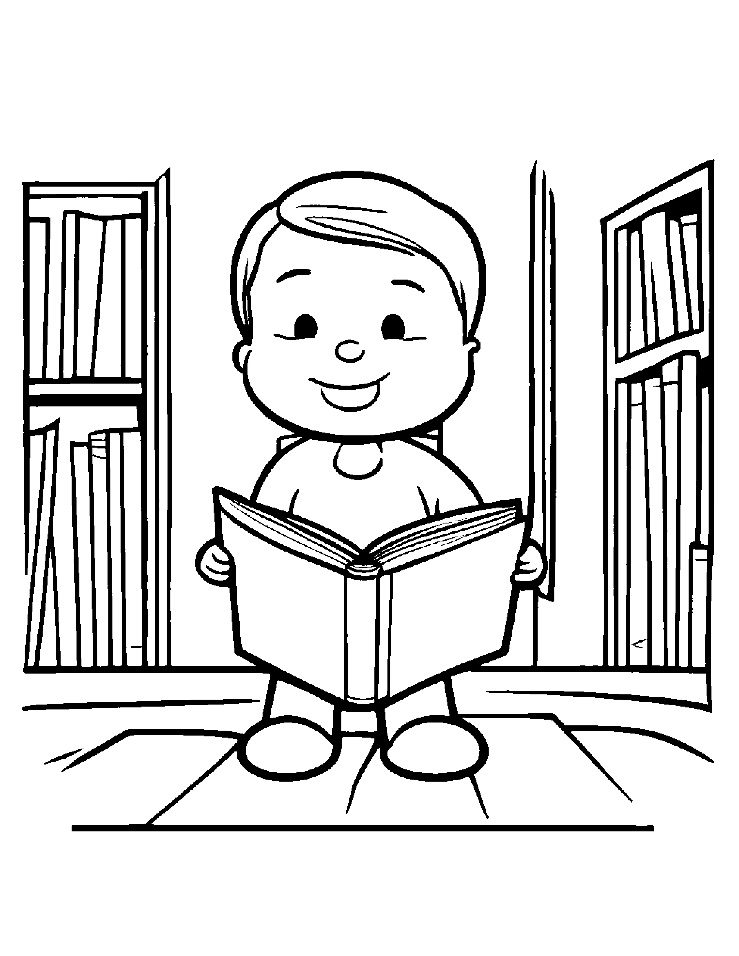 Tiny Smiling Camera Reading A Book #2 Coloring Page (Free Printable PDF)