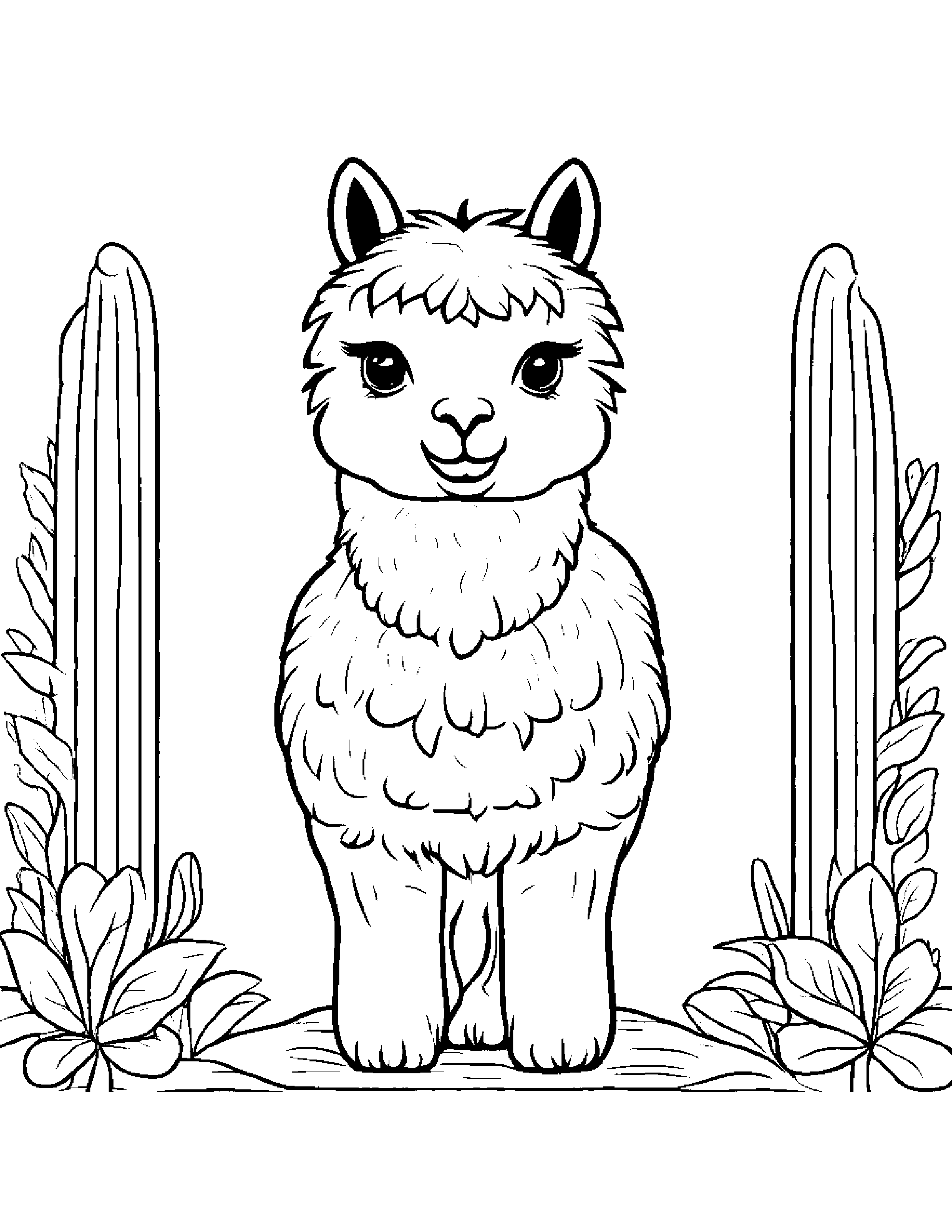 Alpaca #2 Coloring Page (Free Printable PDF)