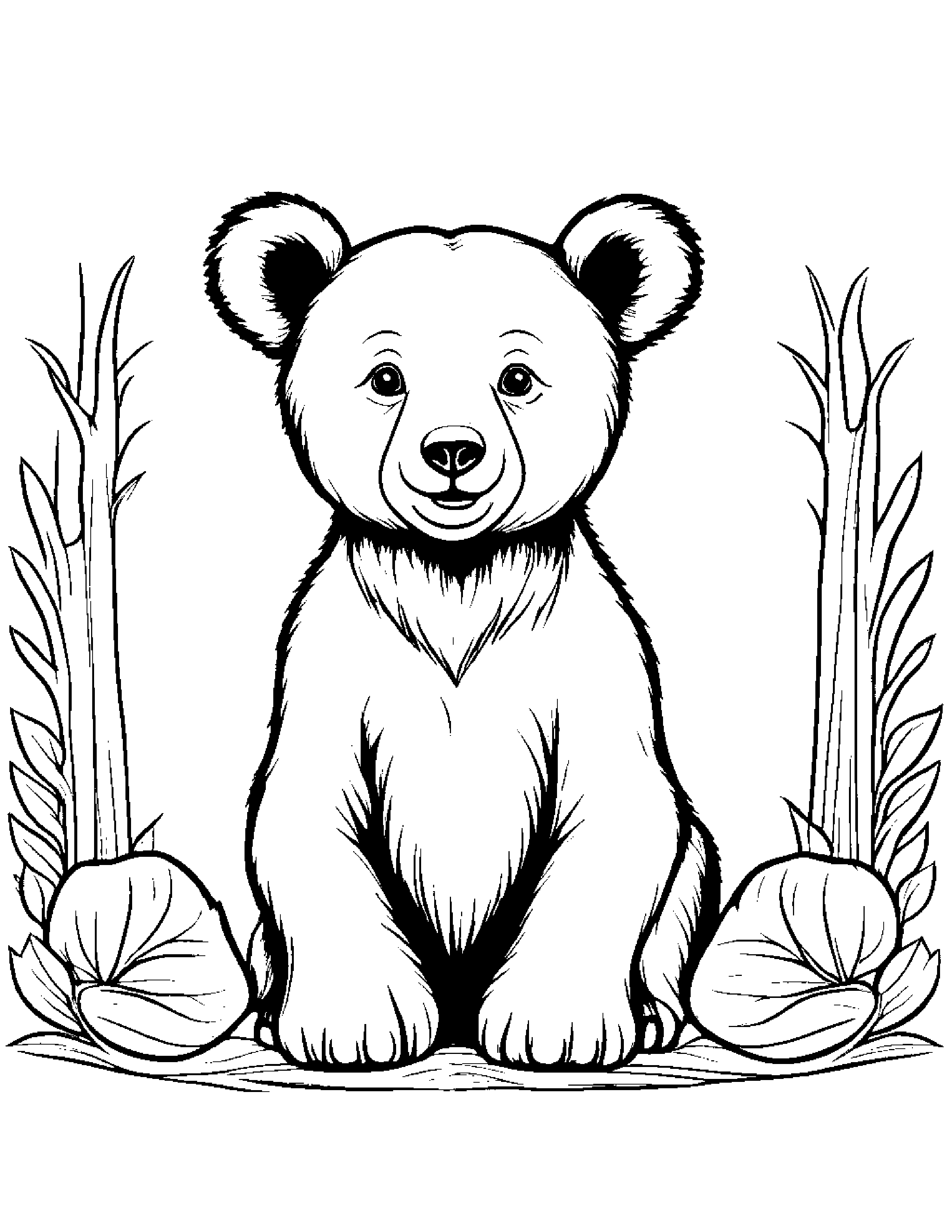 Gentle Bear Cub #2 Coloring Page (Free Printable PDF)