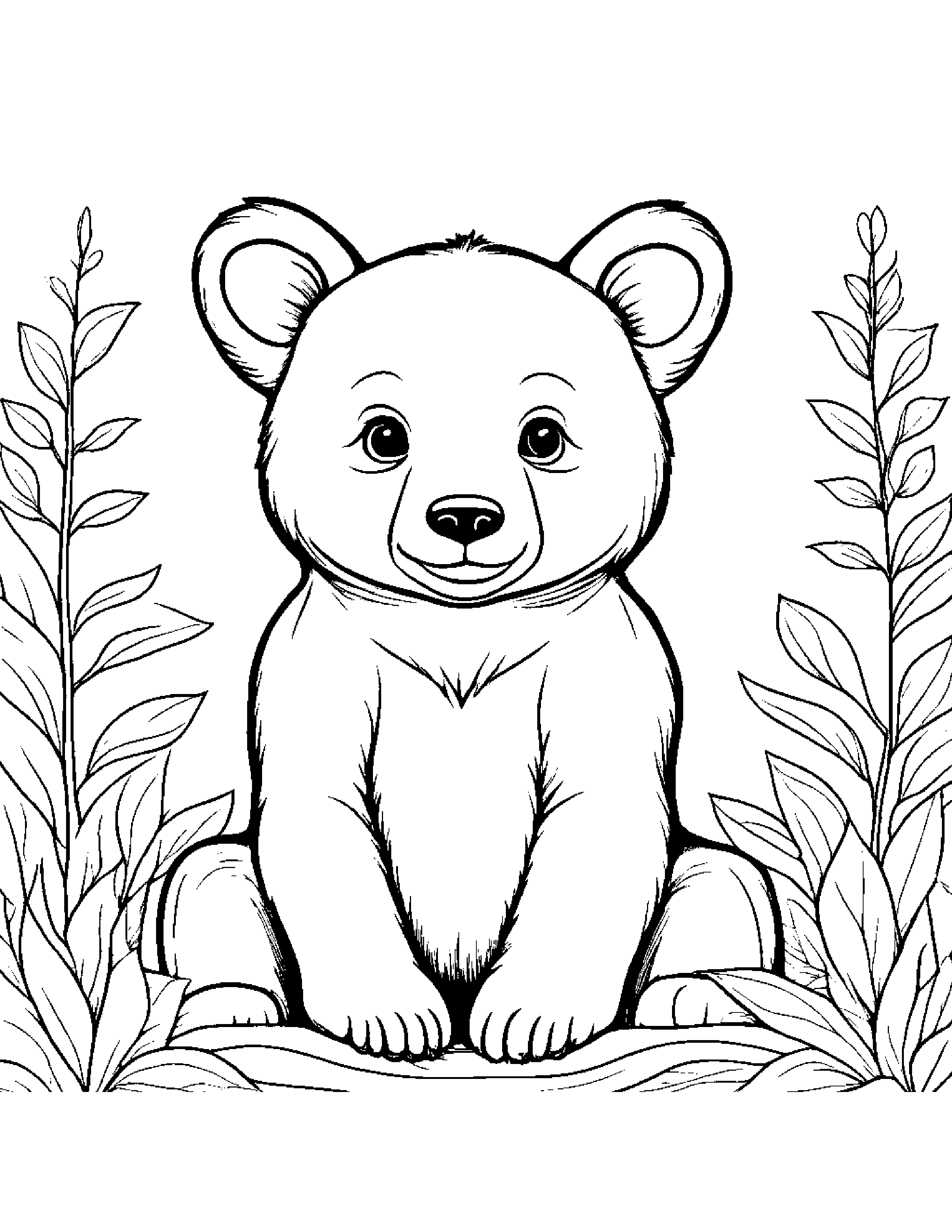 Gentle Bear Cub Coloring Page (Free Printable PDF)