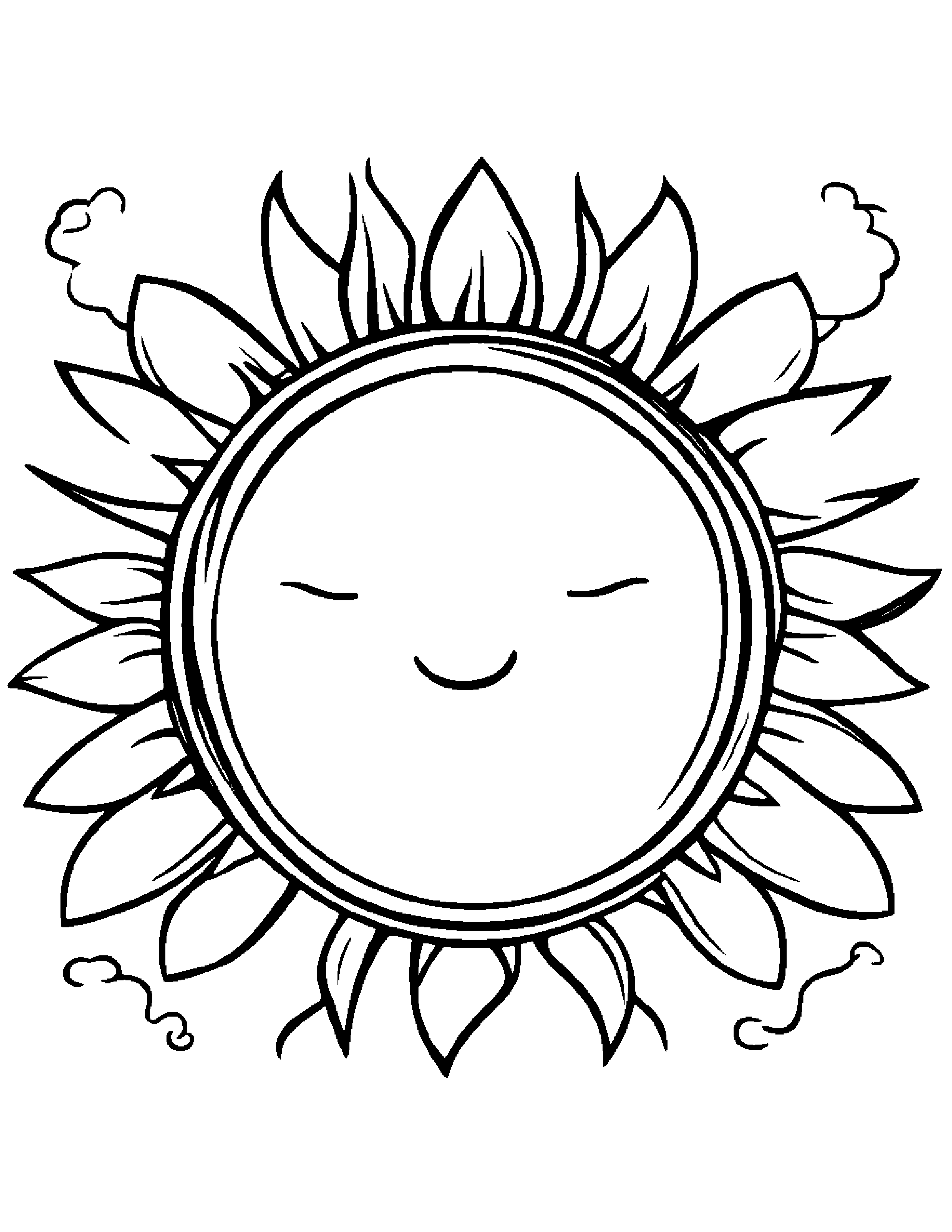 Sleepy Sun Wearing A Hat Coloring Page (Free Printable PDF)