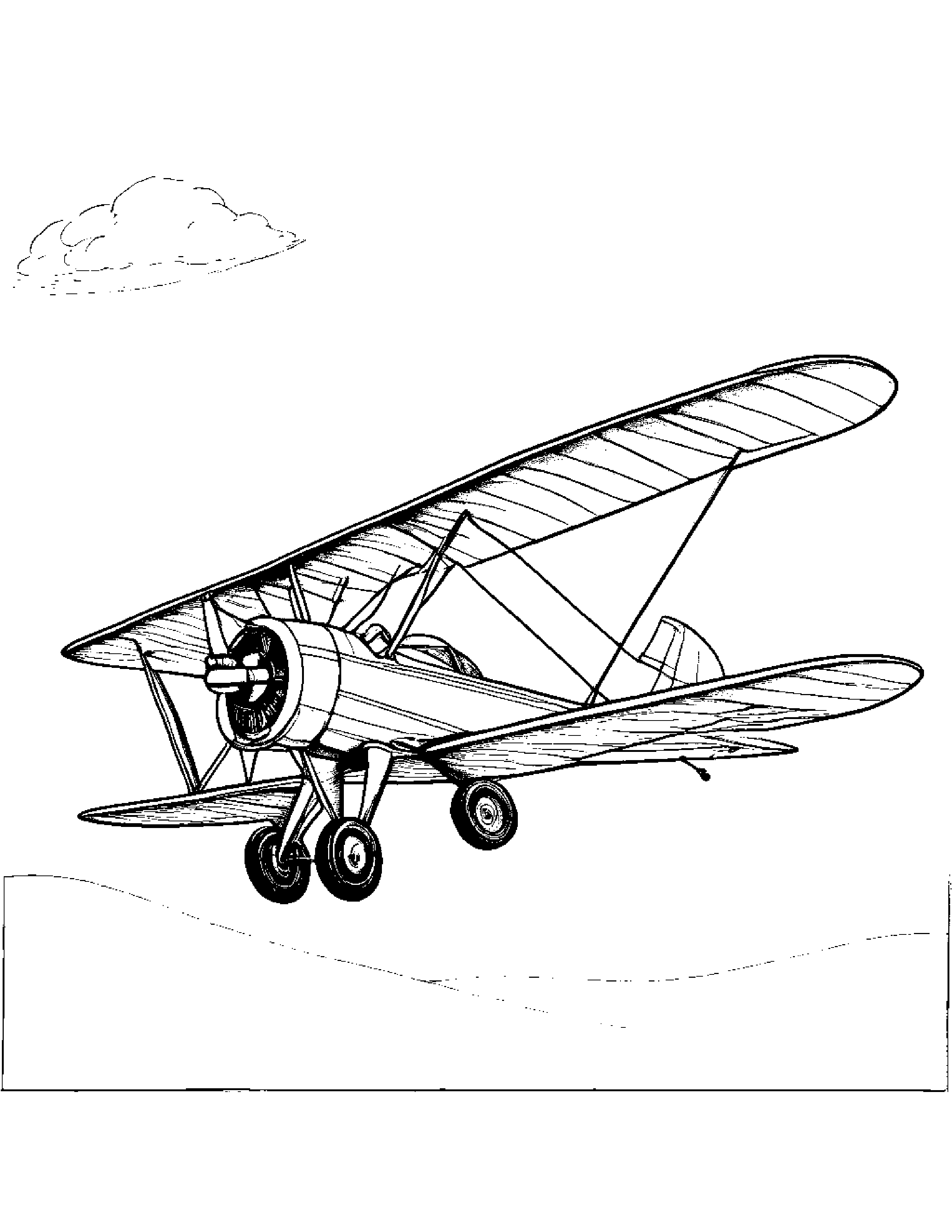 A Biplane Doing Tricks At An Airshow Coloring Page (Free Printable PDF)