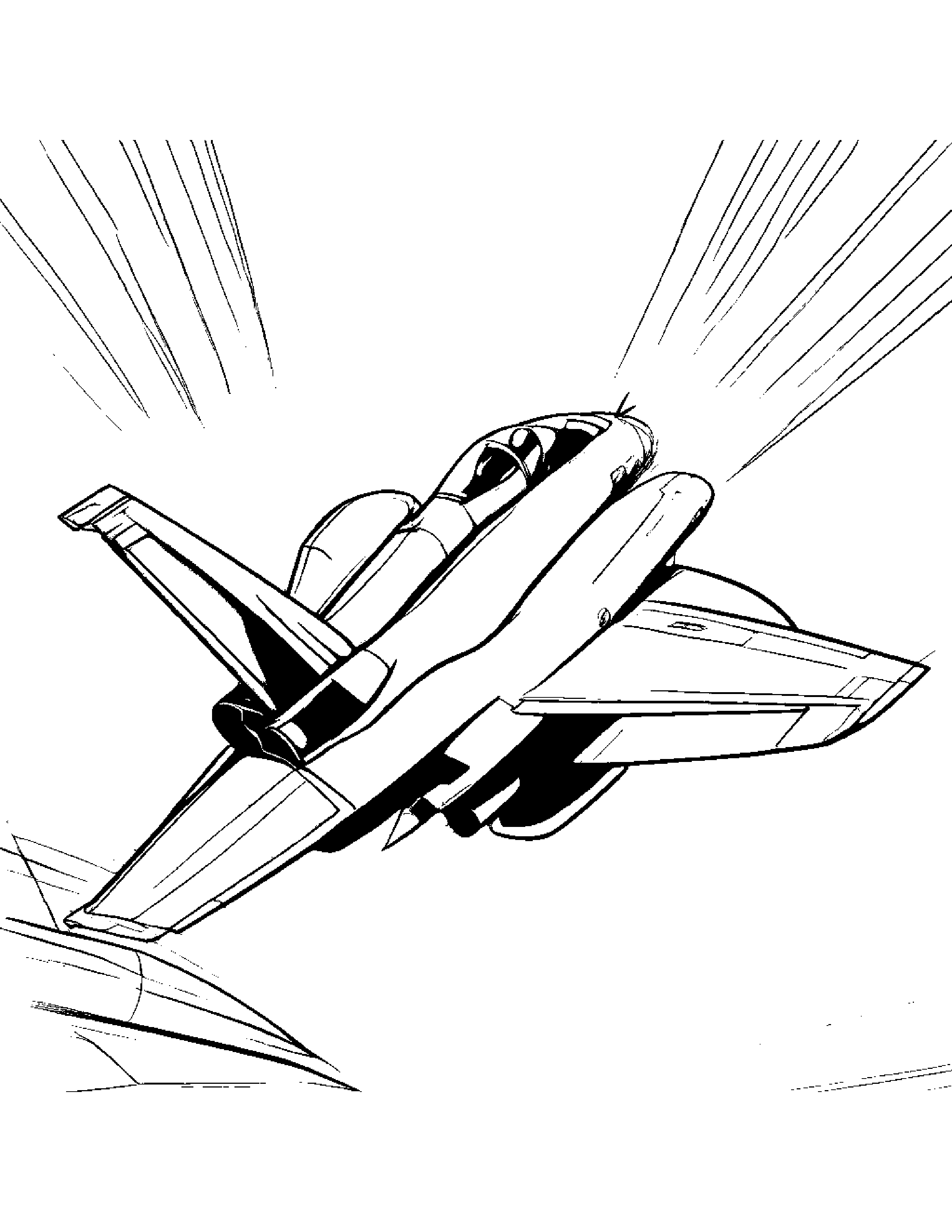 A Fighter Jet Breaking The Sound Barrier Coloring Page (Free Printable PDF)