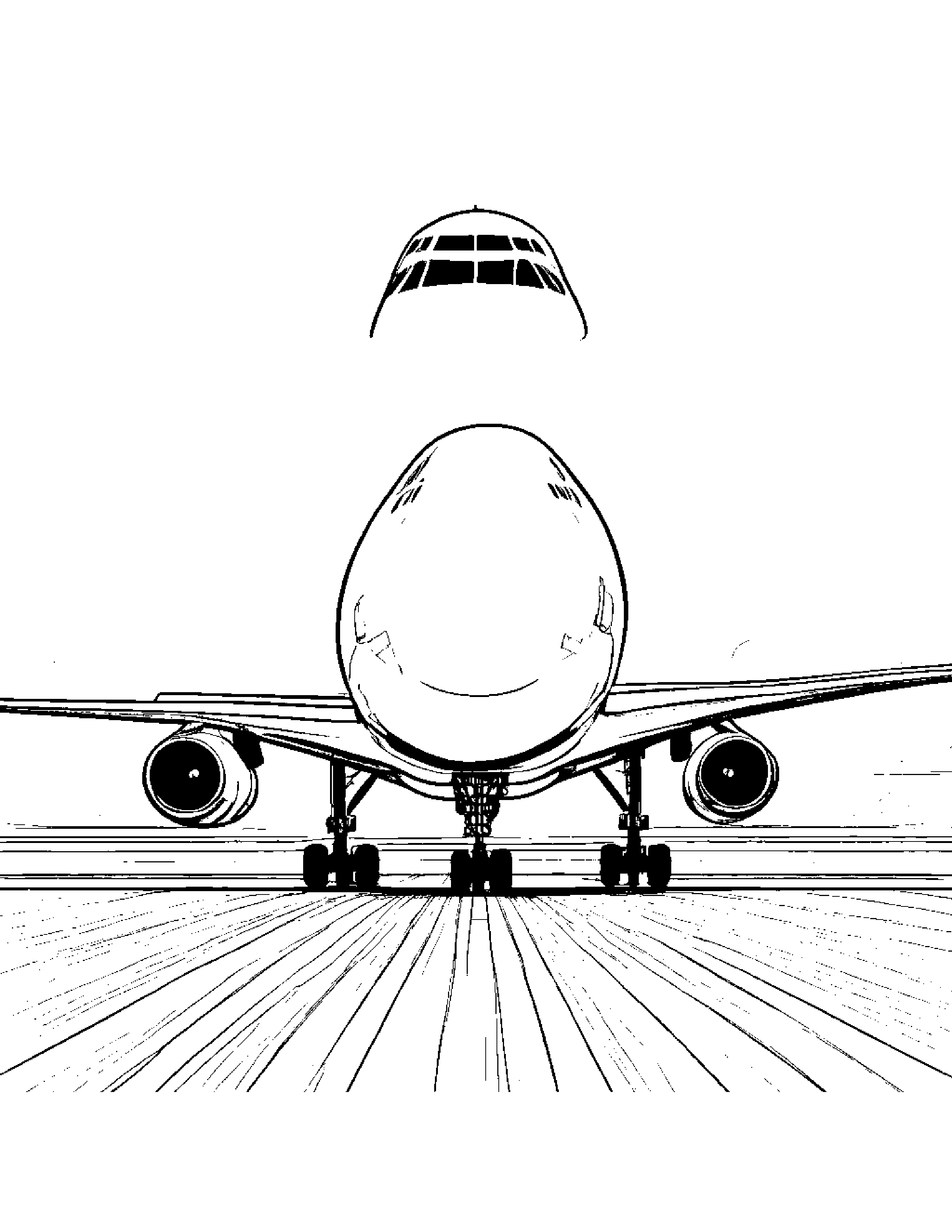 A Jumbo Jet On The Runway Coloring Page (Free Printable PDF)