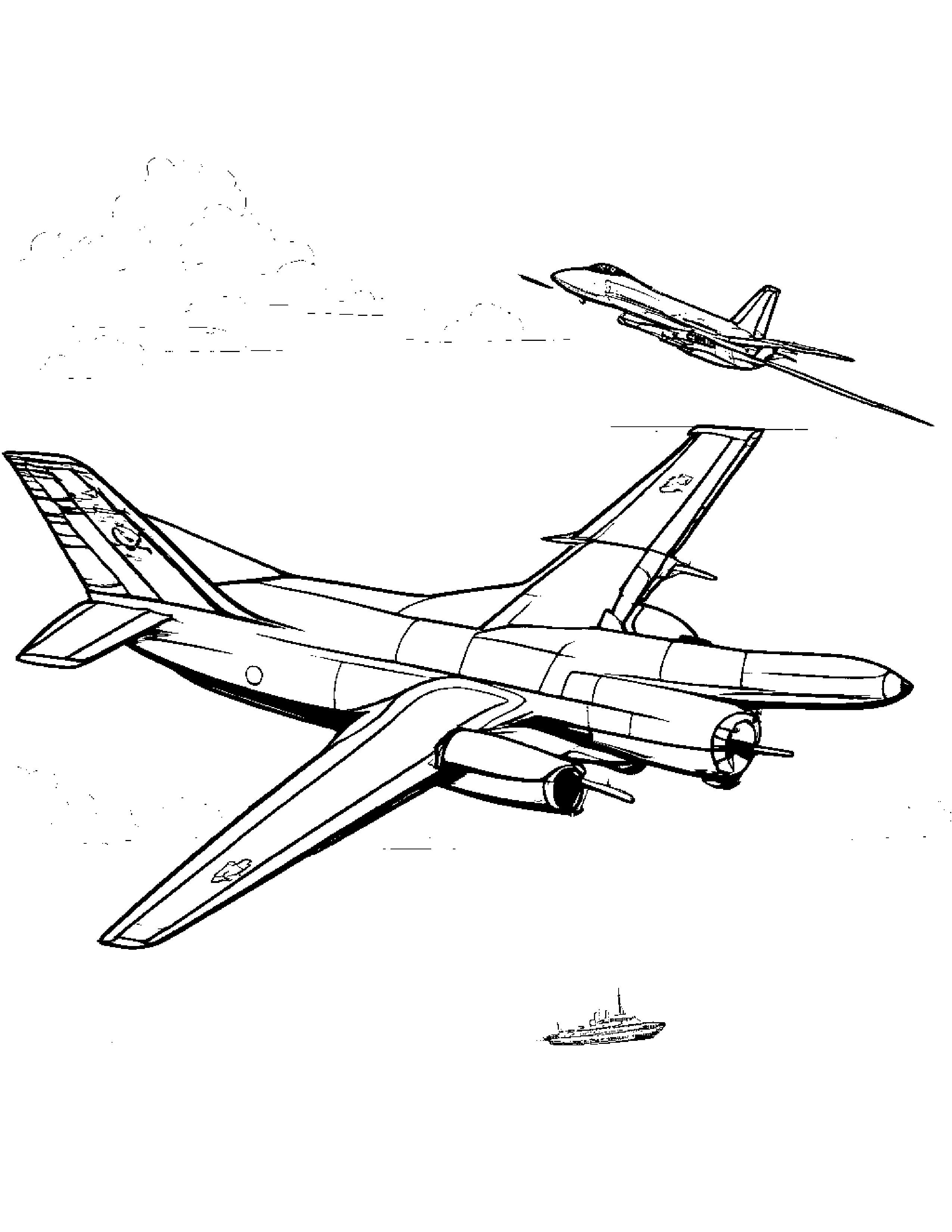 A Military Plane Refueling Mid-Air Coloring Page (Free Printable PDF)