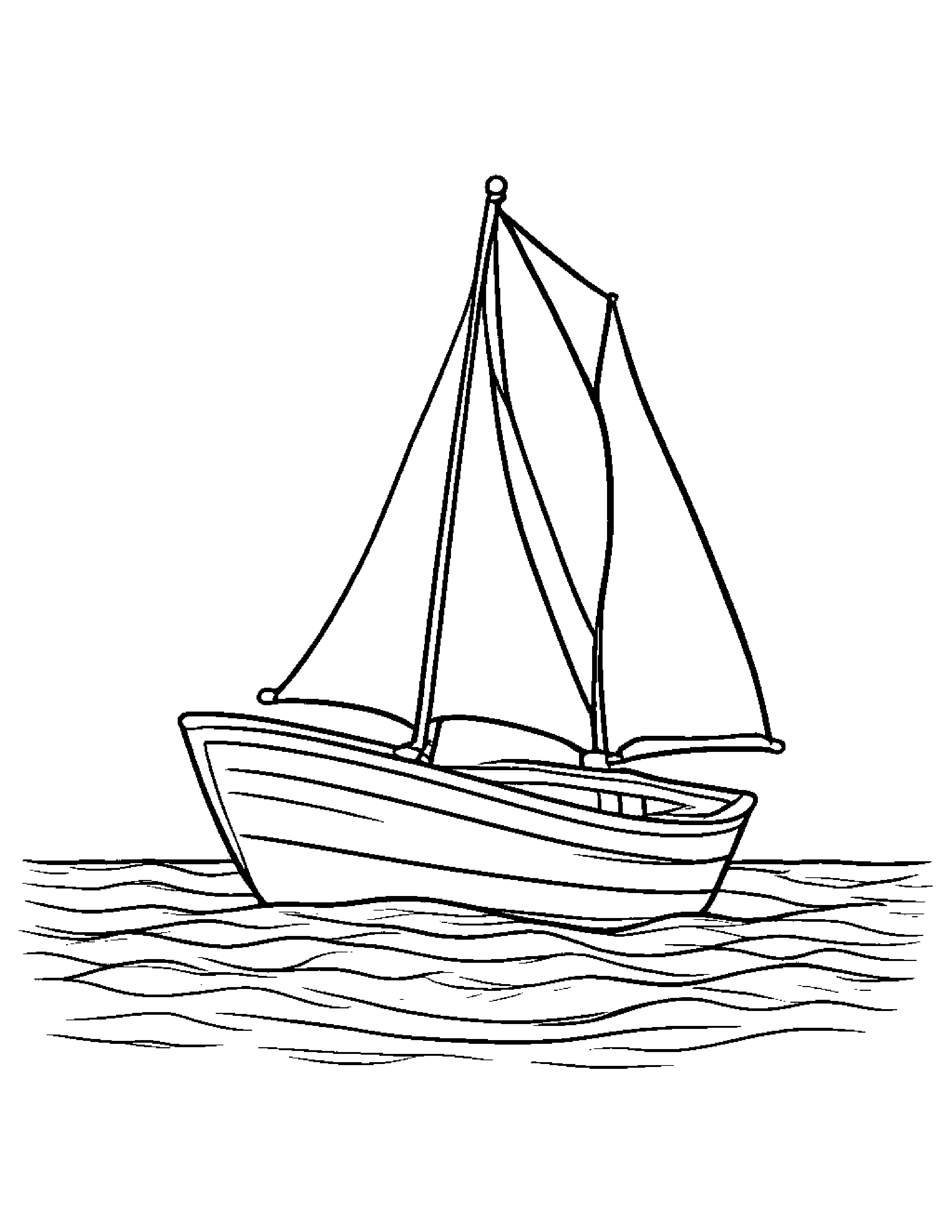 Baby Sailboat With A Bow #2 Coloring Page (Free Printable PDF)