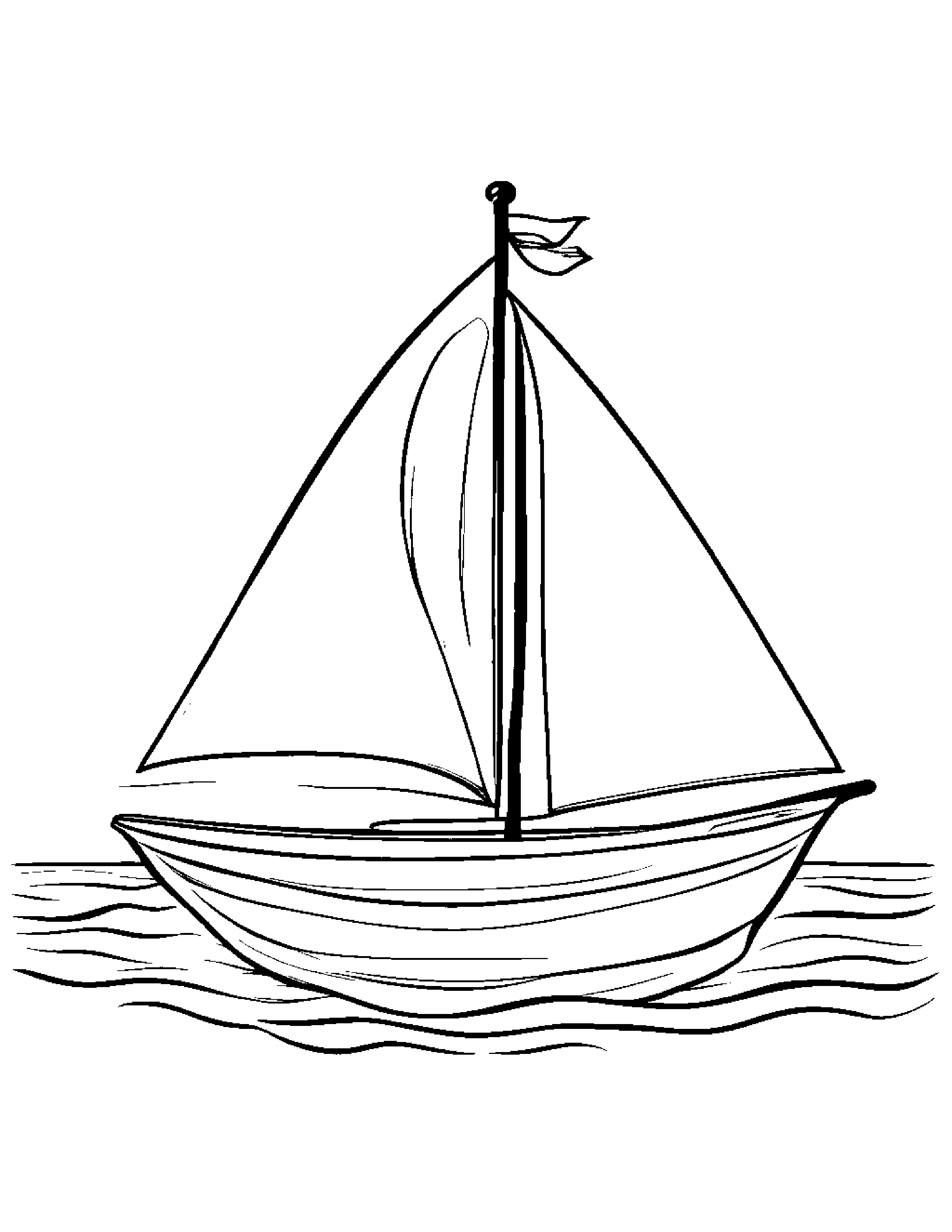 Baby Sailboat With A Bow #3 Coloring Page (Free Printable PDF)