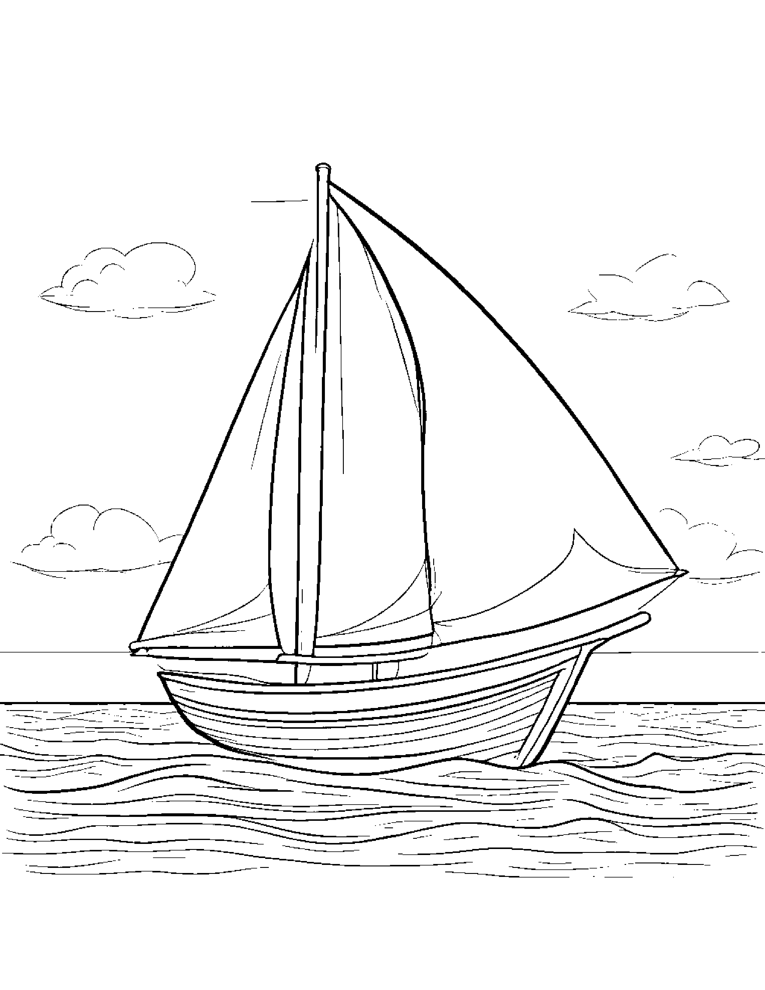 Baby Sailboat With A Bow Coloring Page (Free Printable PDF)