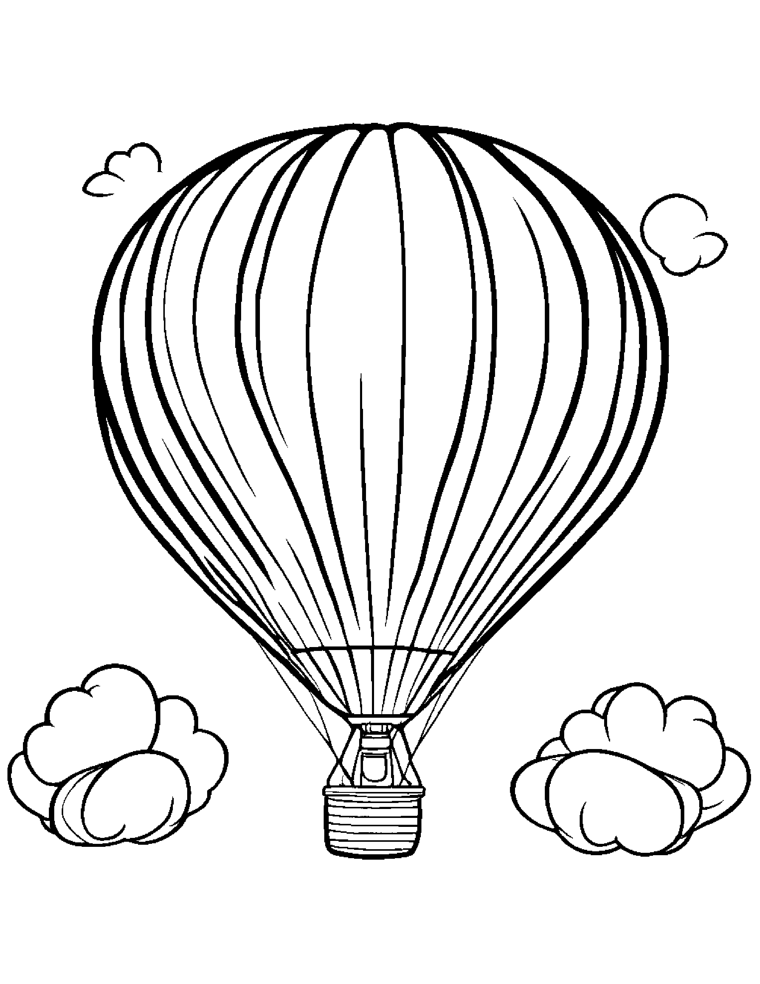 Hot Air Balloon With A Flower #3 Coloring Page (Free Printable PDF)