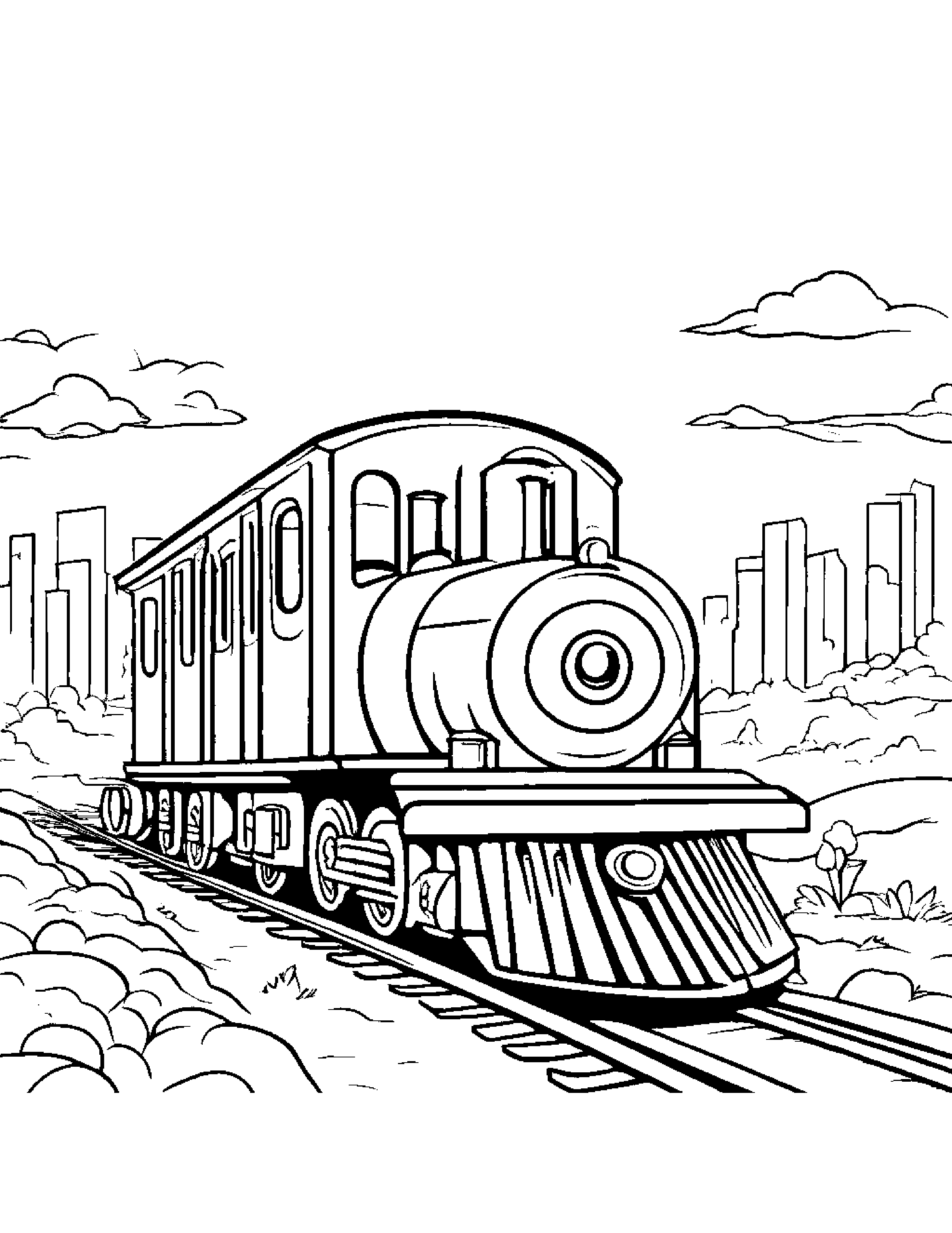 Little Train #2 Coloring Page (Free Printable PDF)