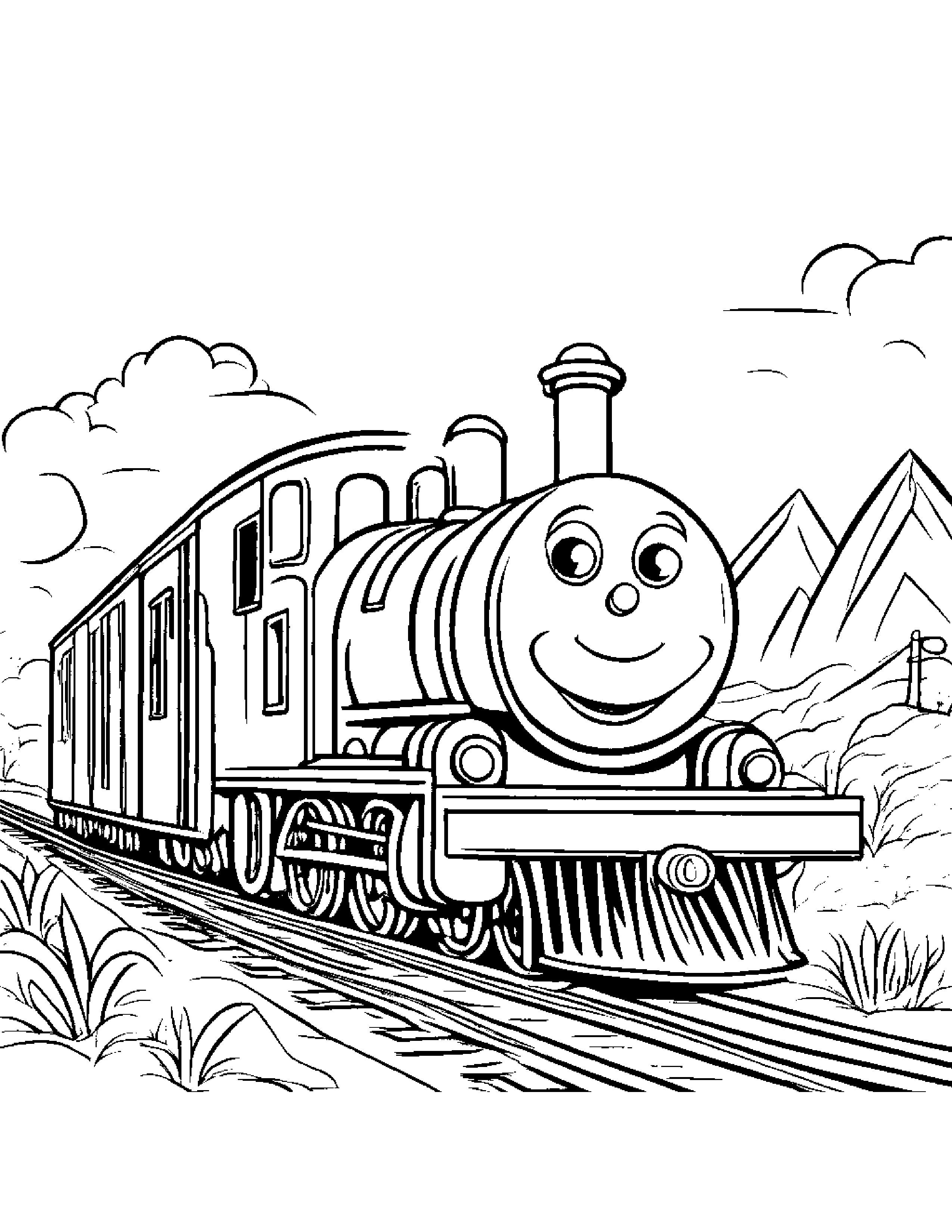 Little Train #3 Coloring Page (Free Printable PDF)