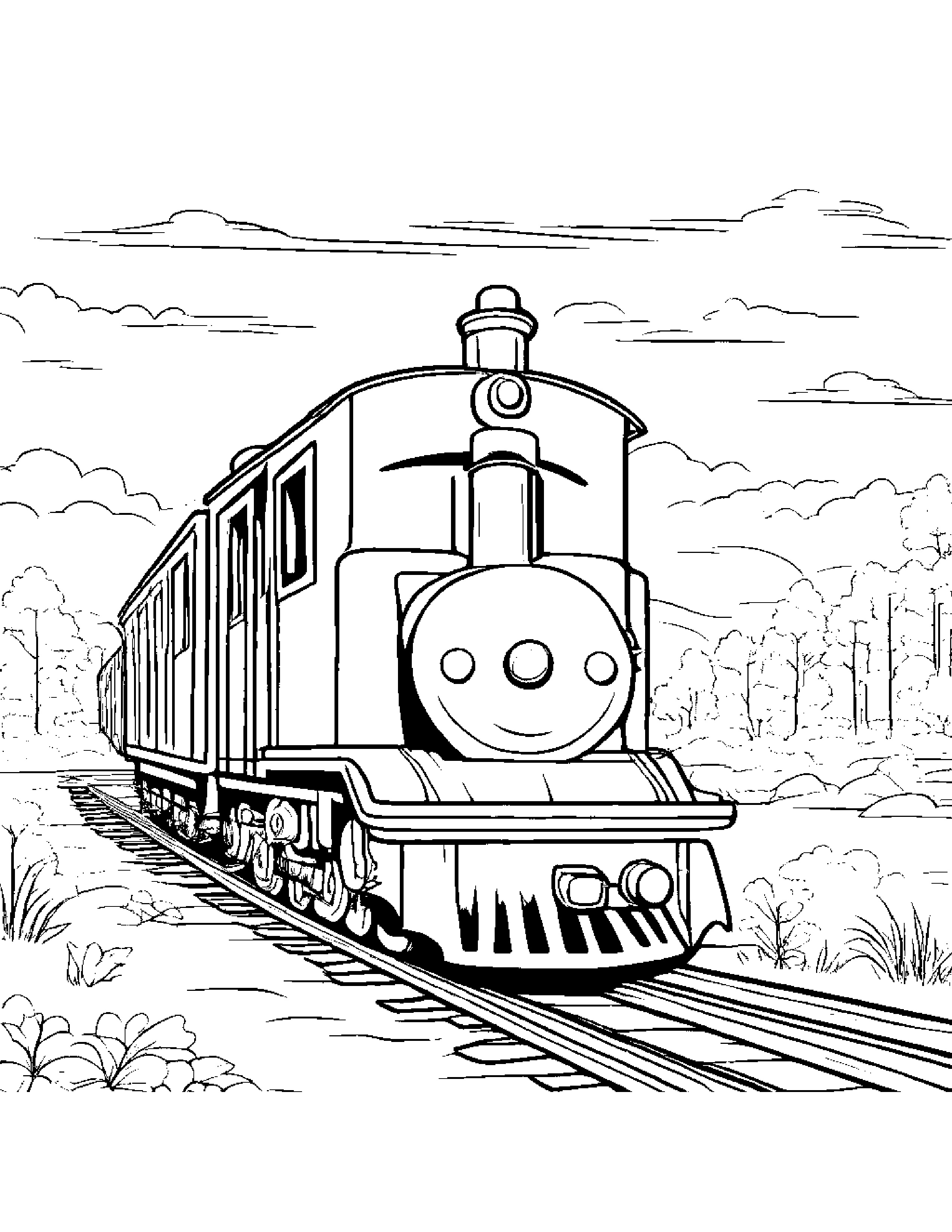 Little Train Coloring Page (Free Printable PDF)