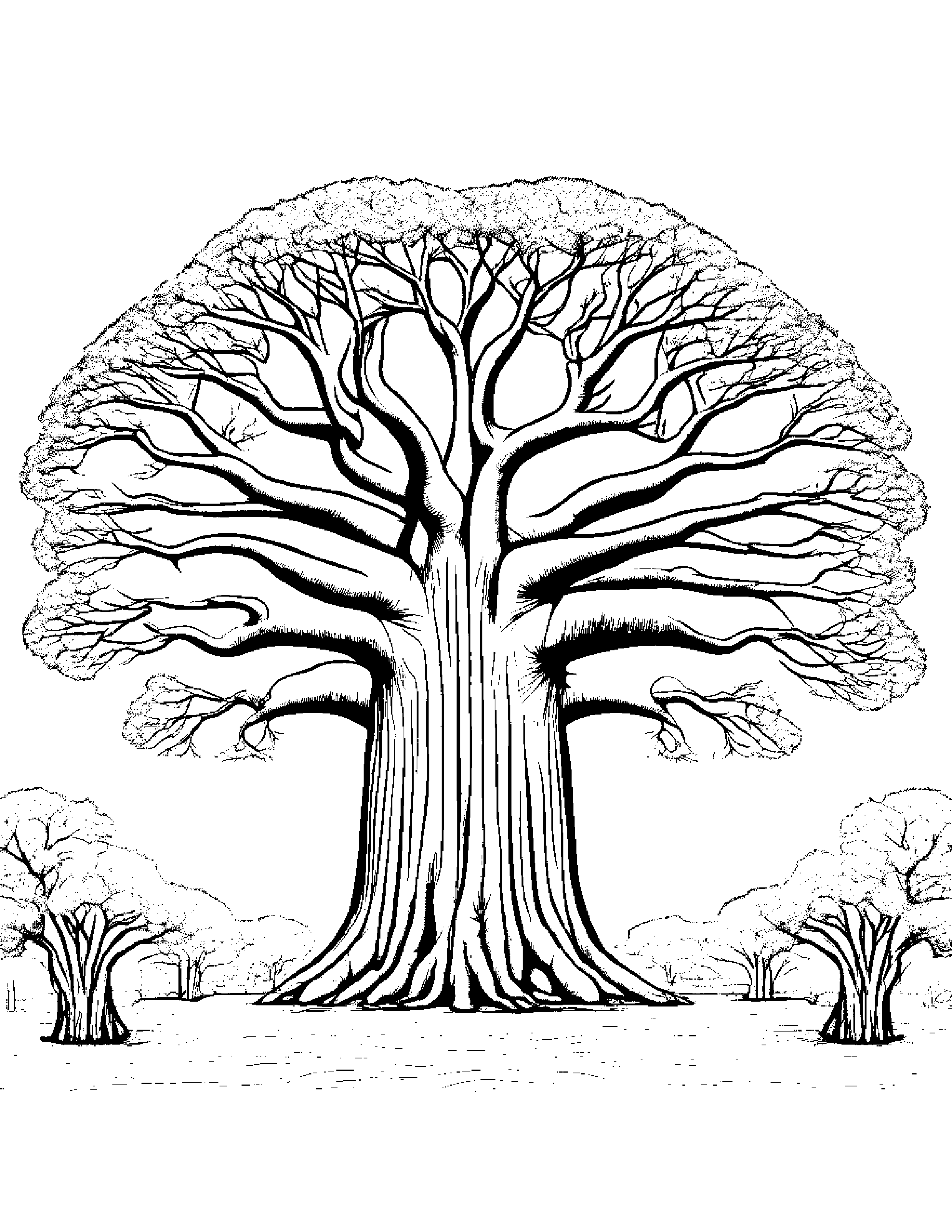 A Baobab Tree In Africa Known As The Coloring Page (Free Printable PDF)