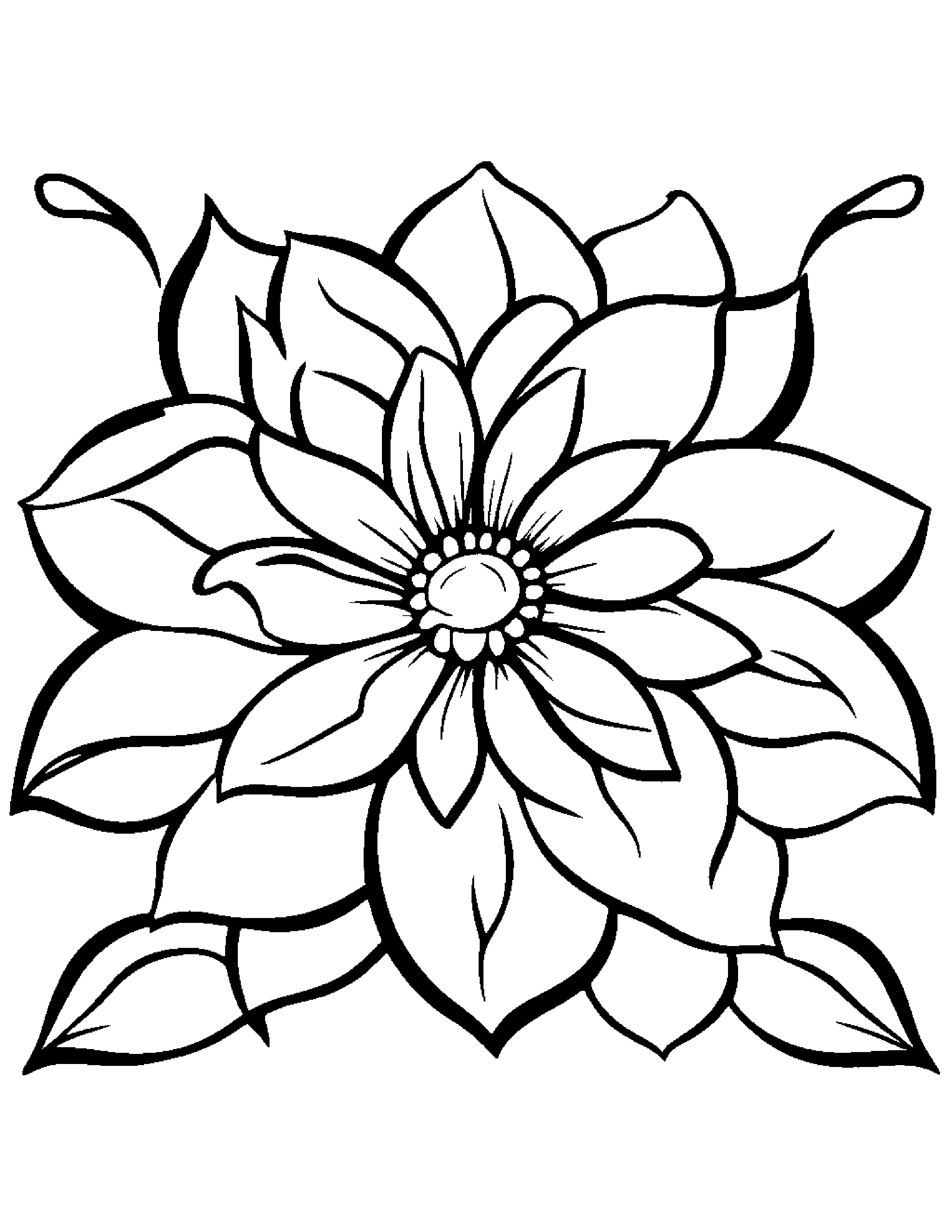 Happy Flower #2 Coloring Page (Free Printable PDF)