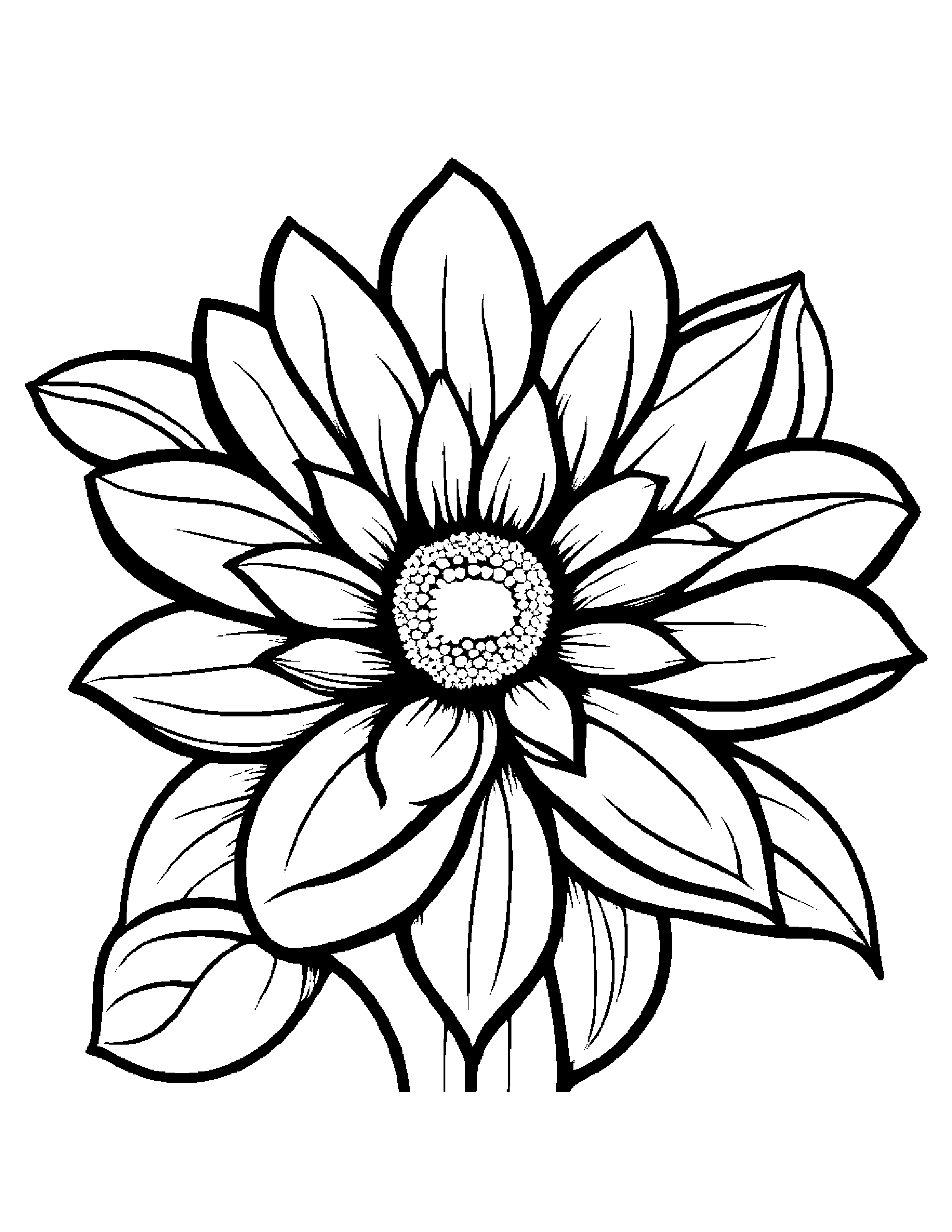 Happy Flower #3 Coloring Page (Free Printable PDF)