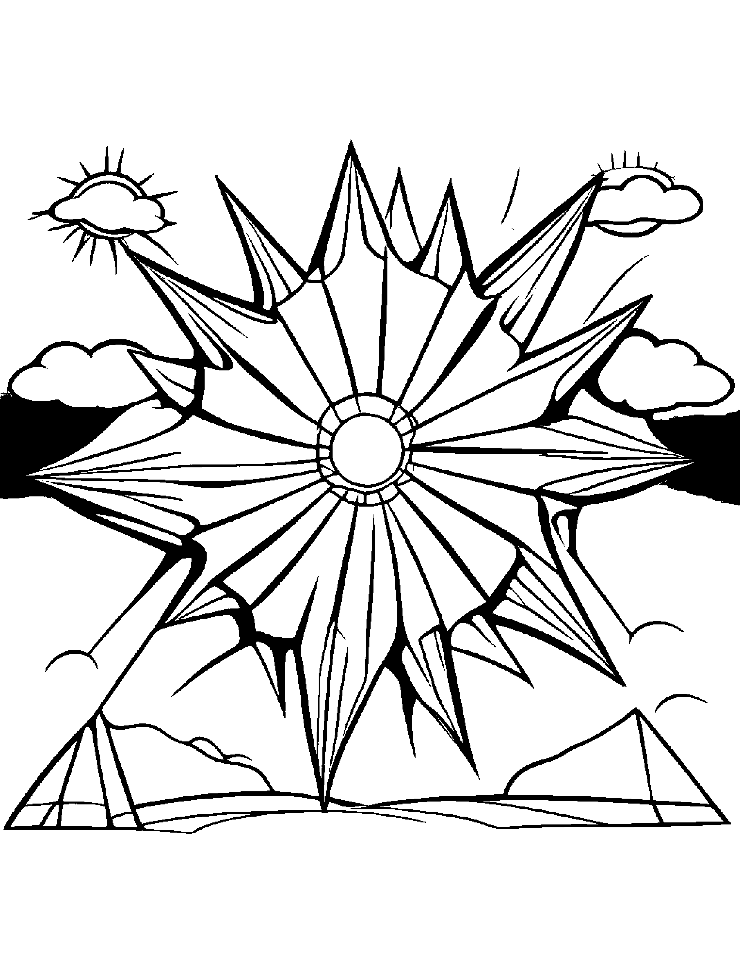 Tiny Sun With A Kite #4 Coloring Page (Free Printable PDF)