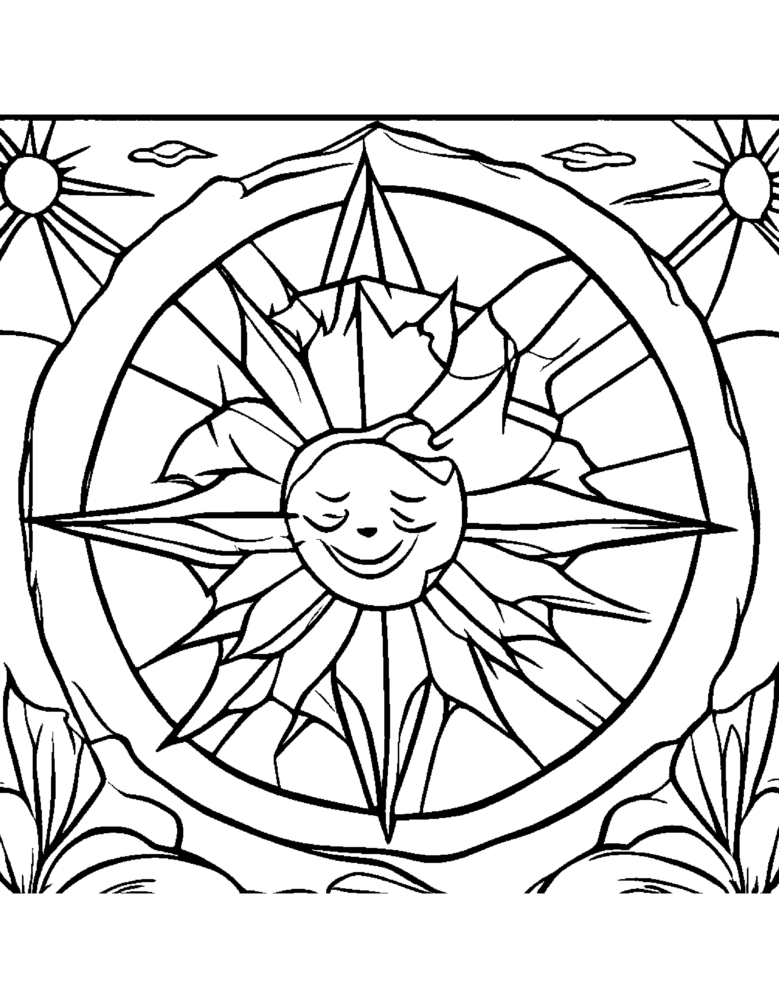 Tiny Sun With A Kite Coloring Page (Free Printable PDF)