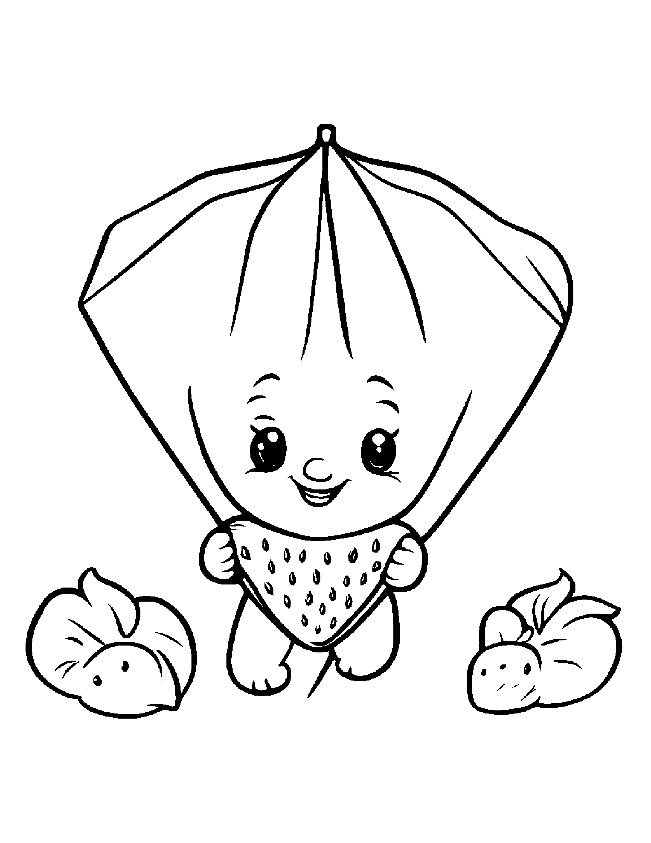 Baby Strawberry With A Kite #2 Coloring Page (Free Printable PDF)