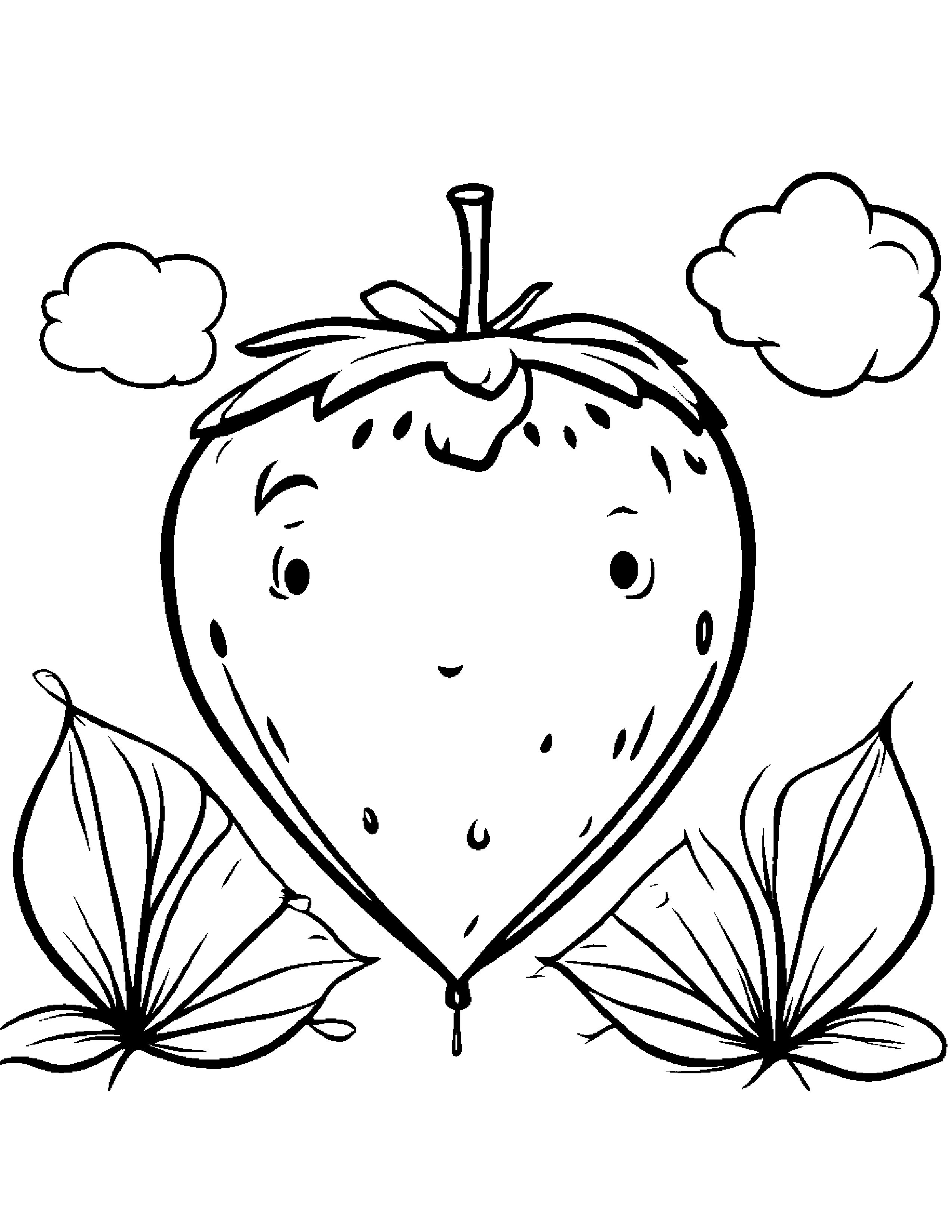 Baby Strawberry With A Kite Coloring Page (Free Printable PDF)