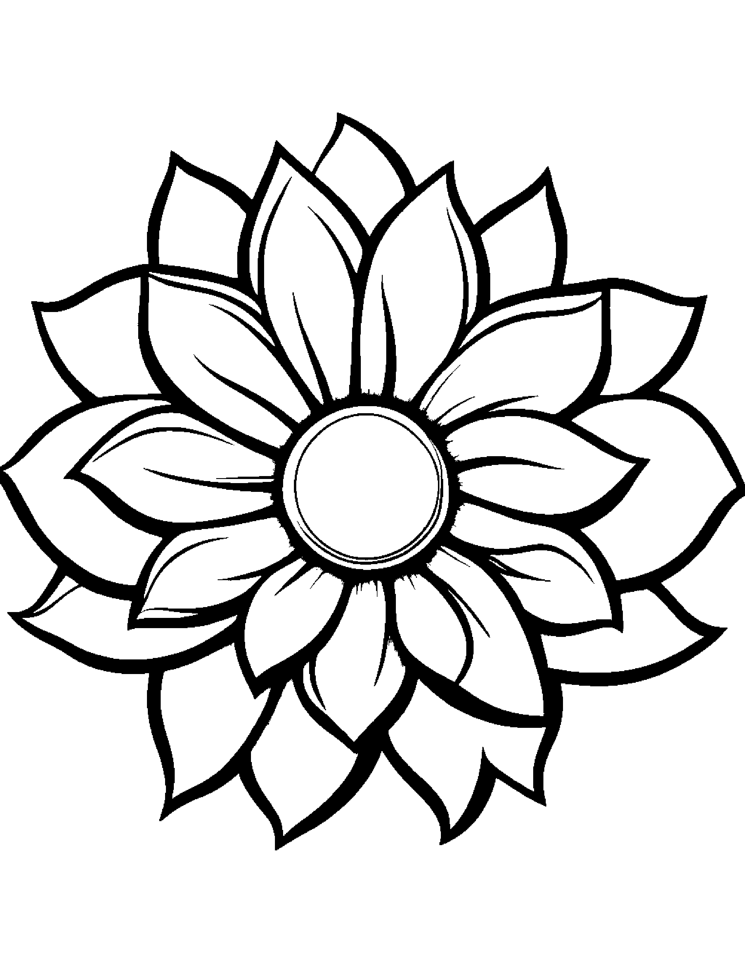 Gentle Sun With A Flower #2 Coloring Page (Free Printable PDF)