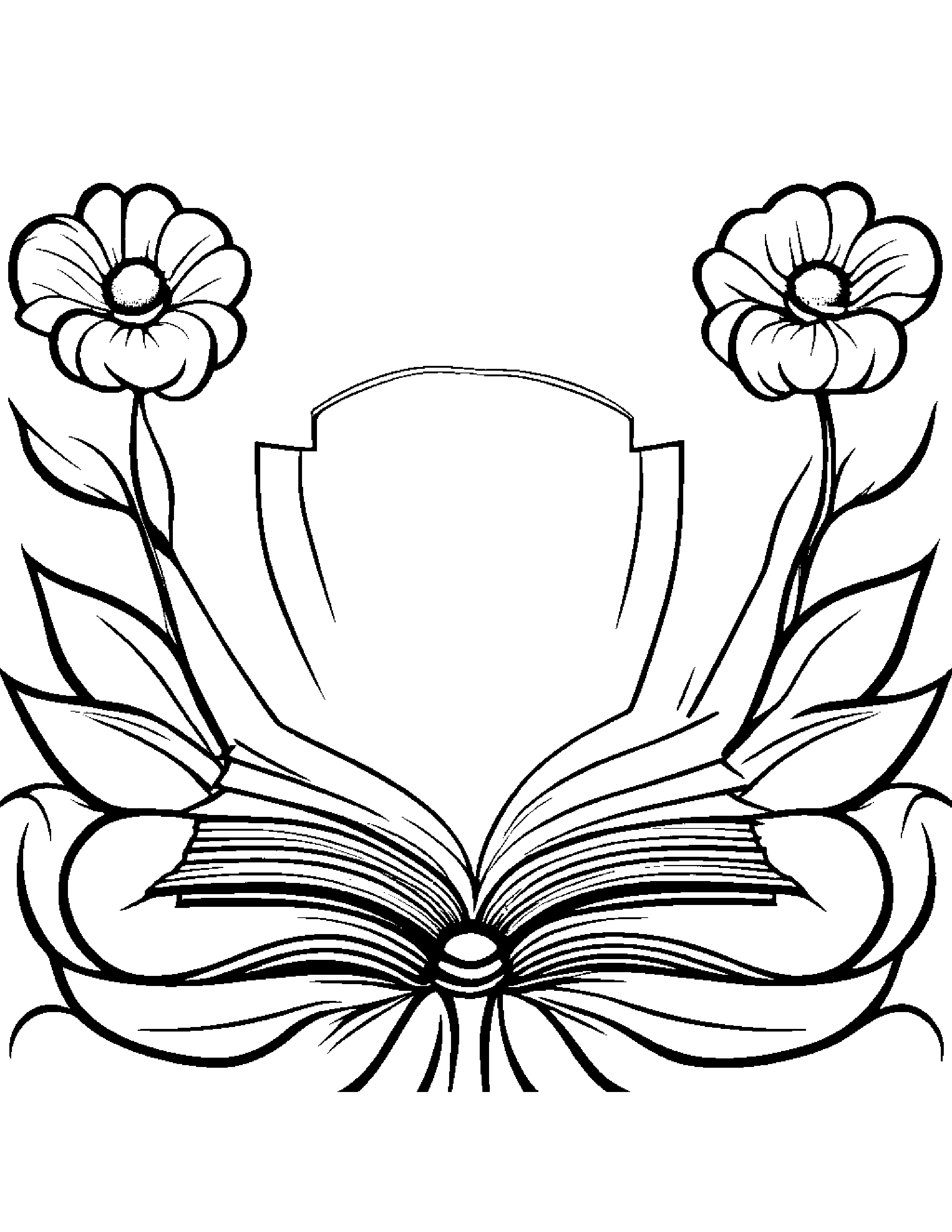 Flower Reading A Book Coloring Page (Free Printable PDF)