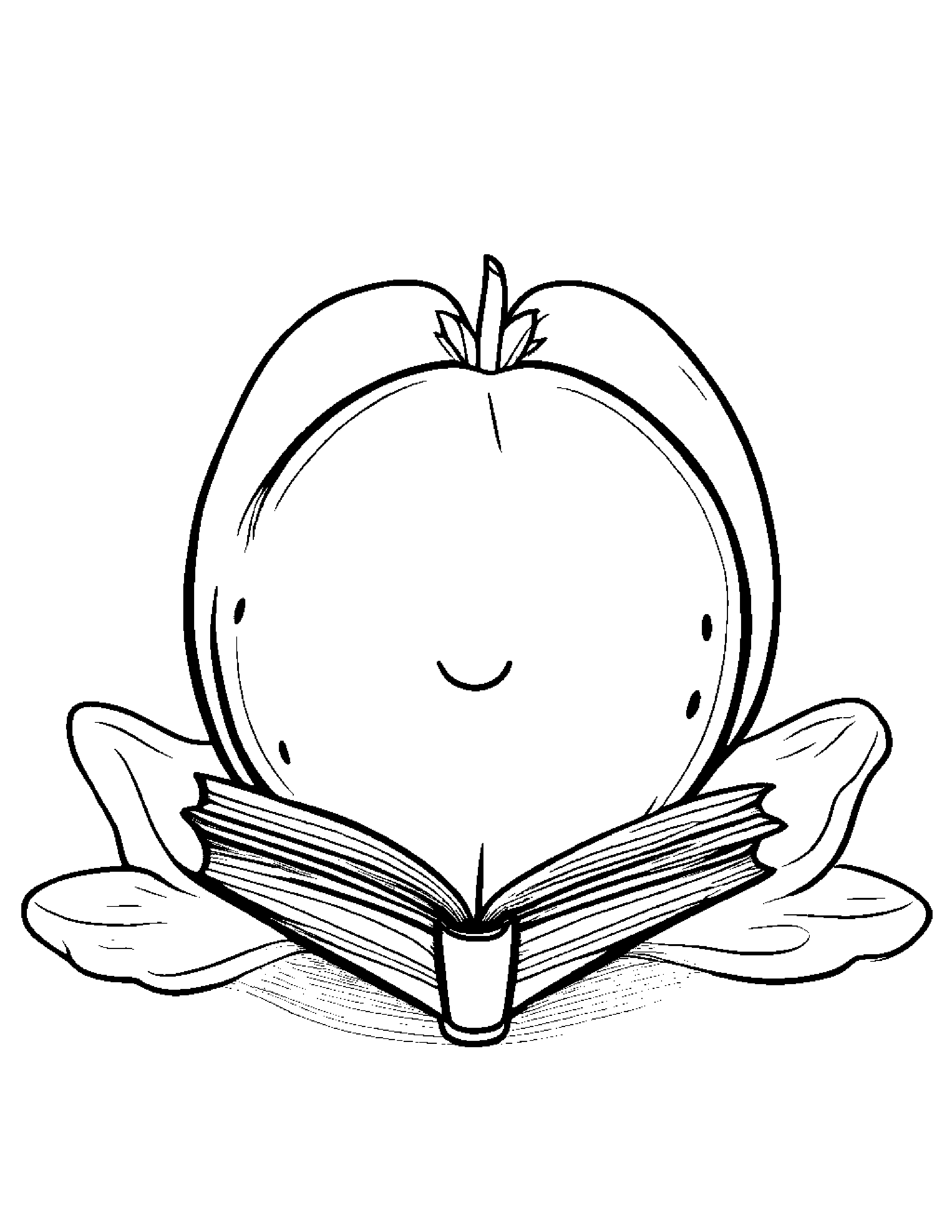 Baby Watermelon Slice Reading A Book Coloring Page (Free Printable PDF)