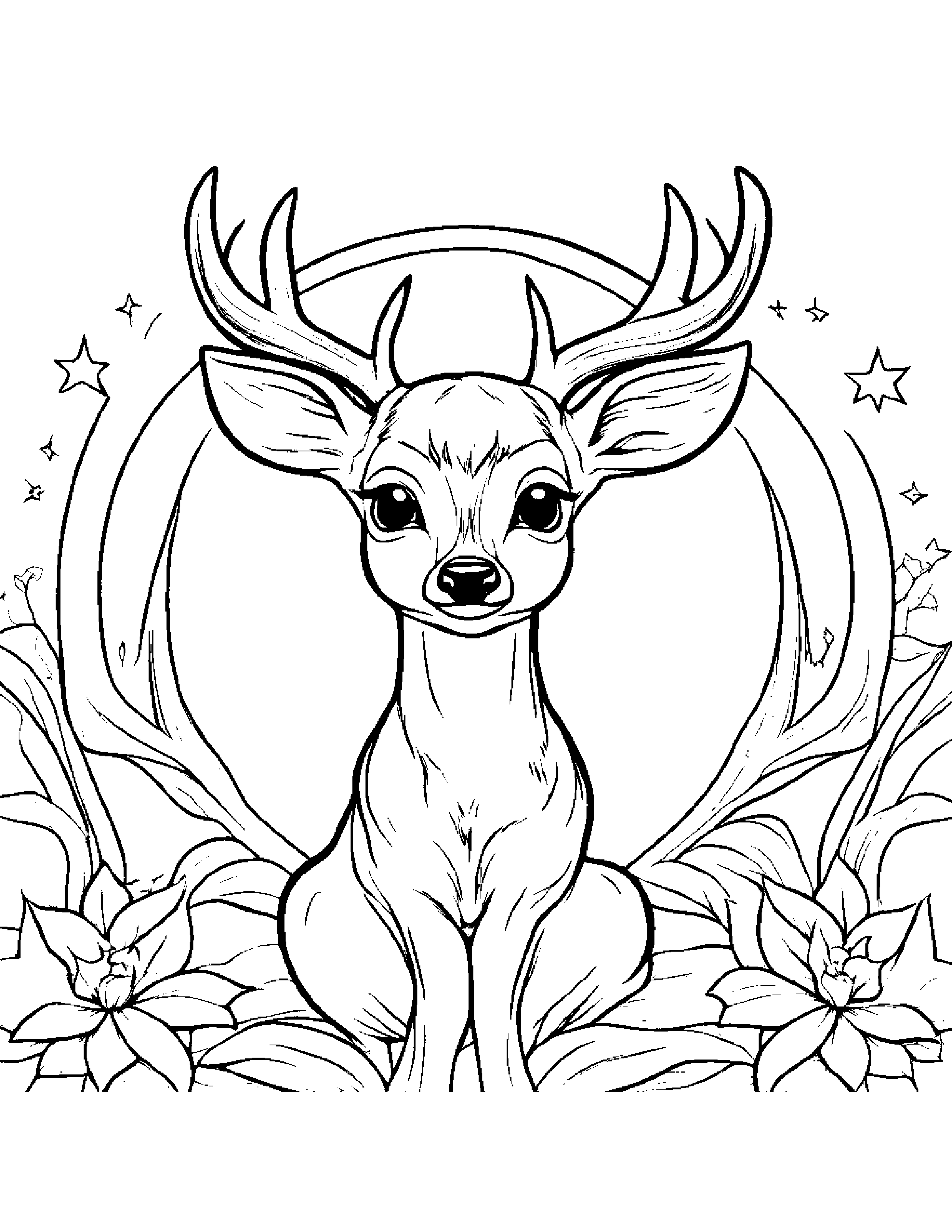 Deer Fawn With A Star Coloring Page (Free Printable PDF)