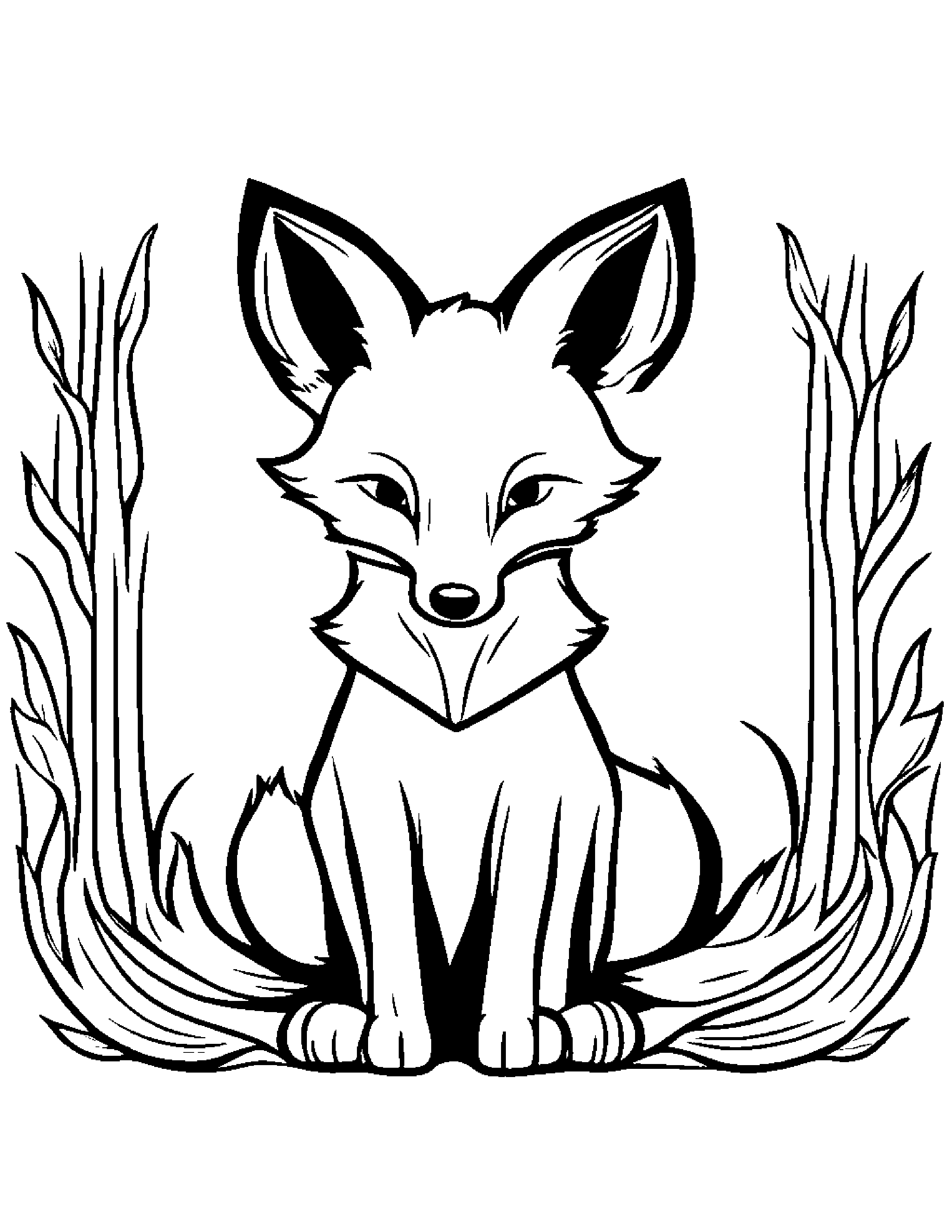 Fox #2 Coloring Page (Free Printable PDF)