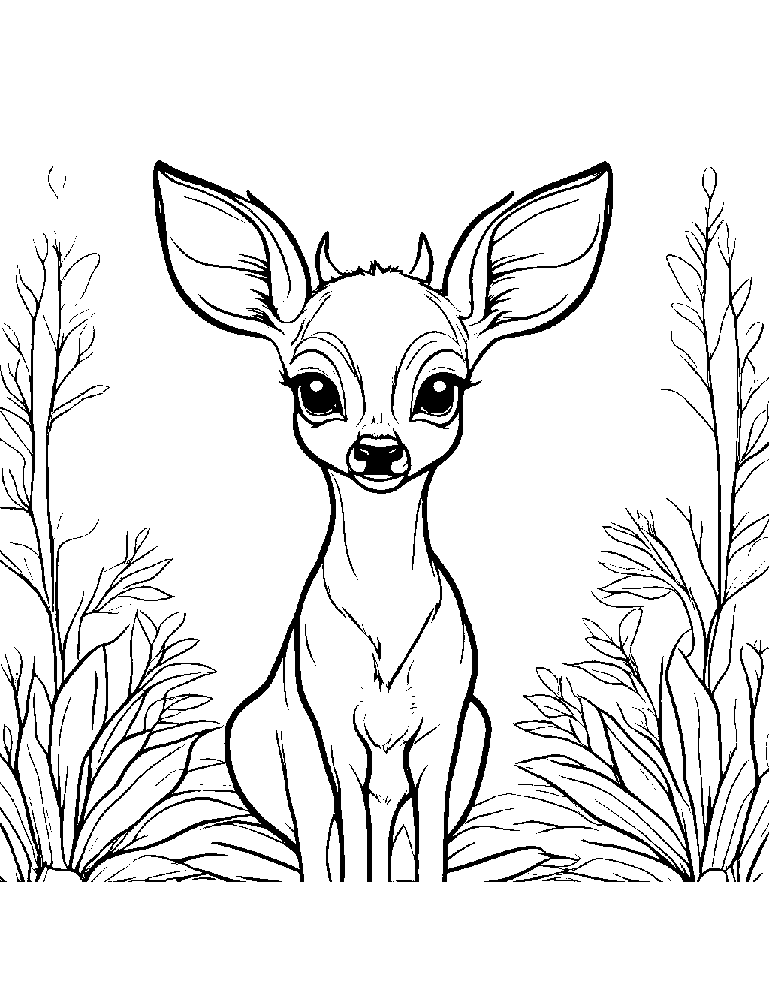 Tiny Deer Fawn Coloring Page (Free Printable PDF)