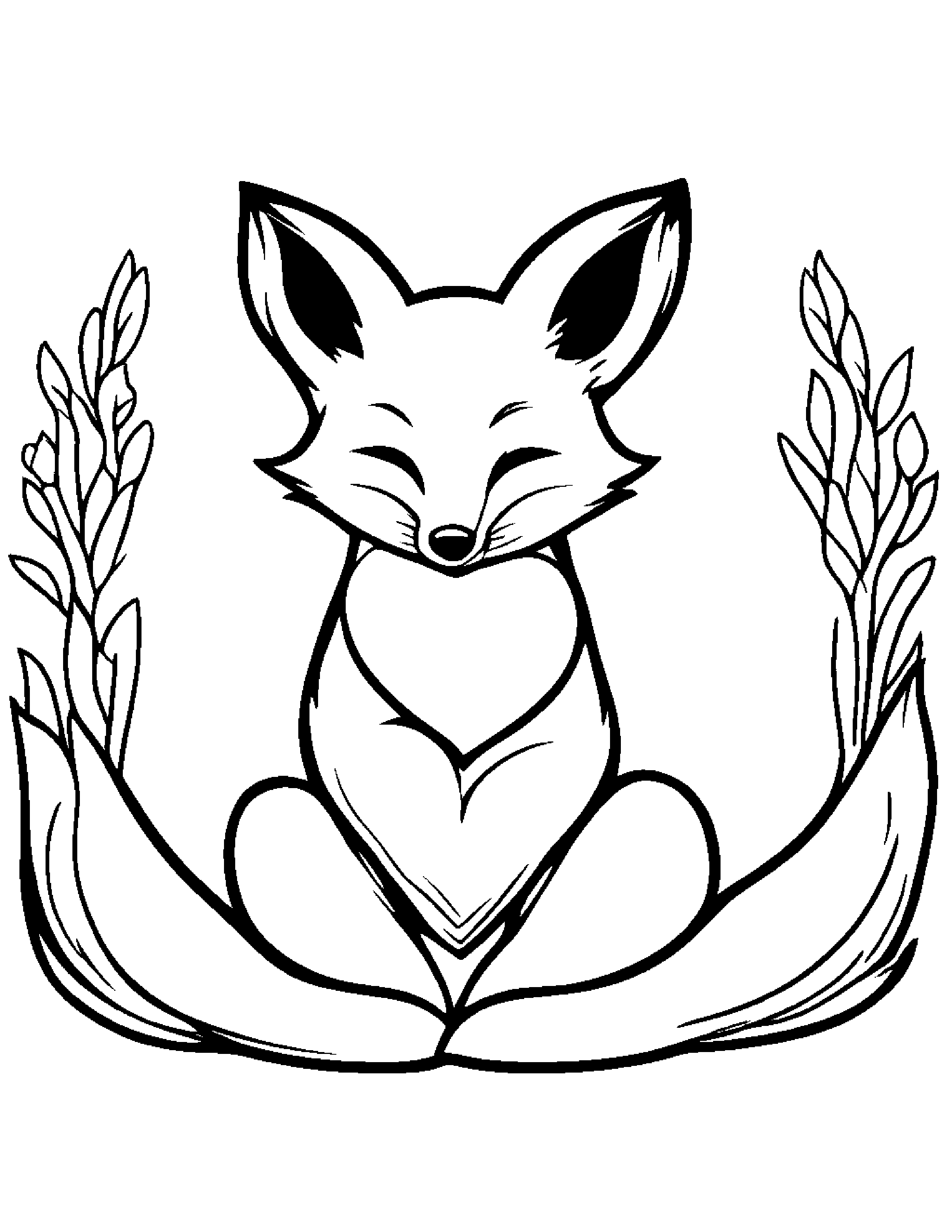 Fox Hugging A Heart #2 Coloring Page (Free Printable PDF)
