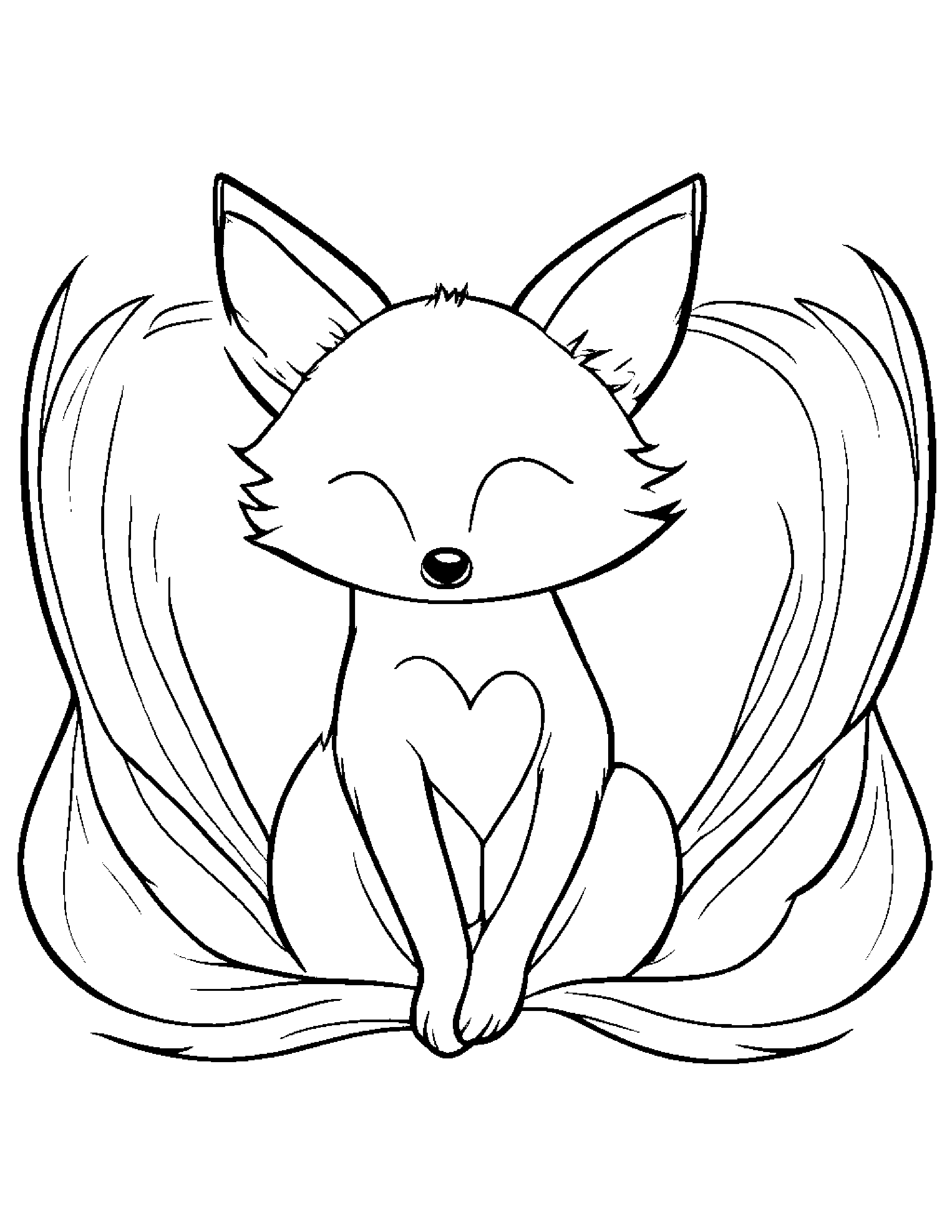 Fox Hugging A Heart Coloring Page (Free Printable PDF)
